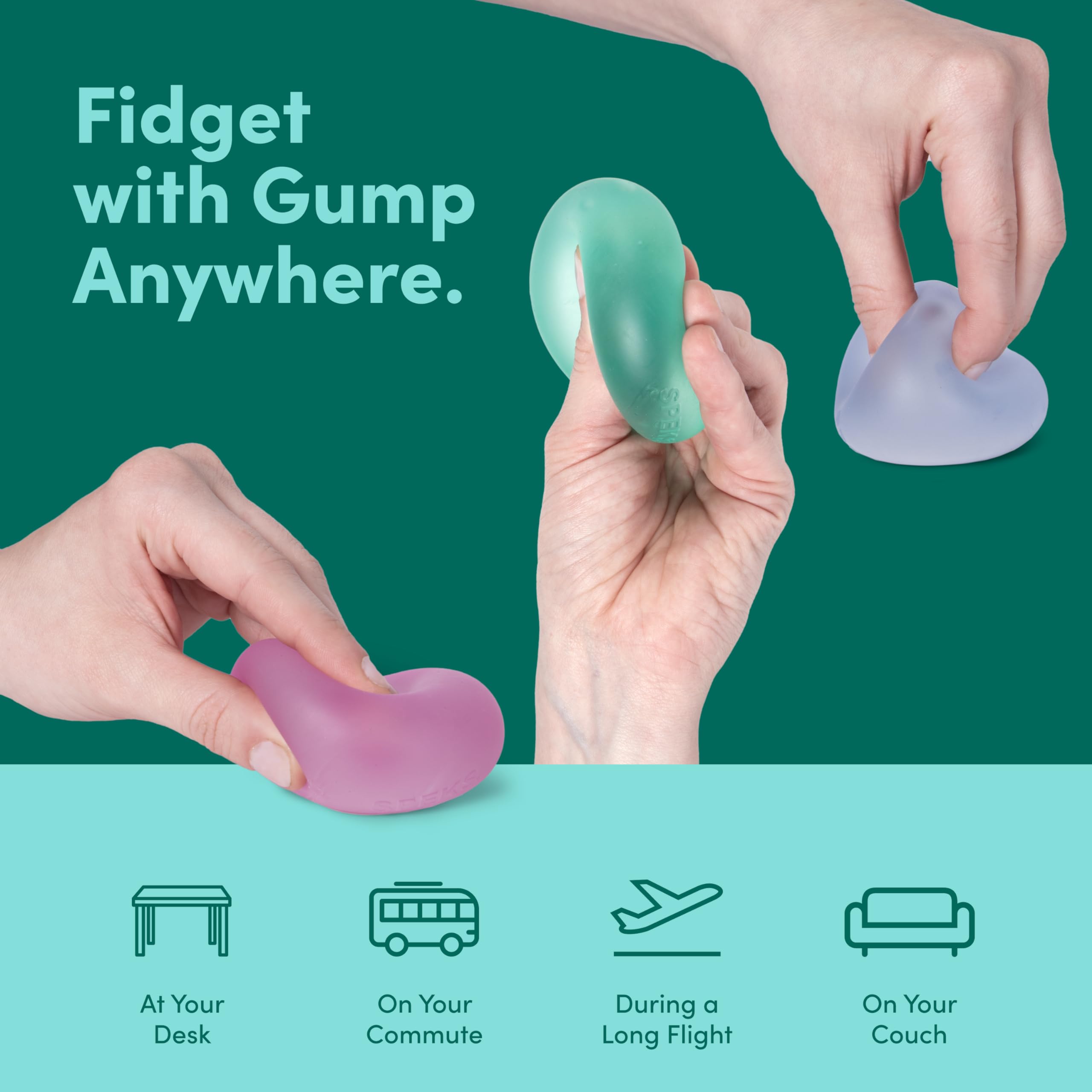 Speks Gump Stress Balls - Silky Soft Memory Gel Squishy Fidget Toy for Adults and Teens 14+ | Sea Glass 3
