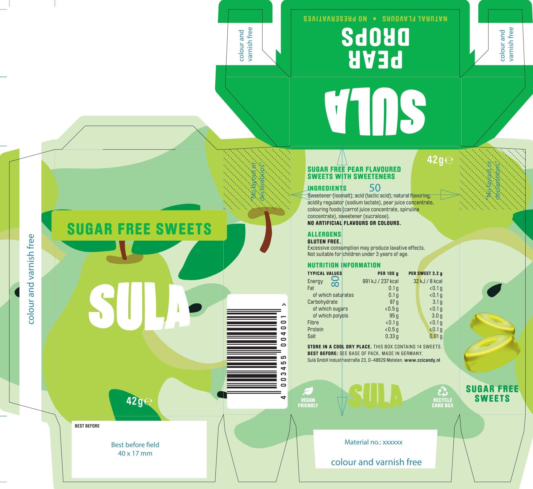 Sula Pear Drops - Sugar Free Boiled Sweets with Natural Flavour | 14 Pack of 42g 2