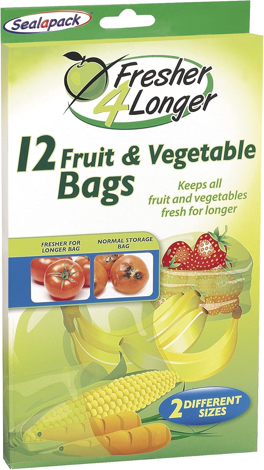 Sealapack Fresher 4 Longer Fruit & Vegetable Storage Bags - Pack of 12 (6 x 17" x 12", 6 x 15" x 9") 1