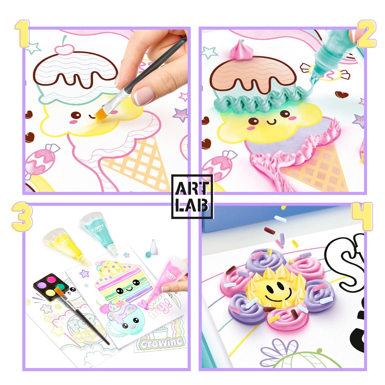 Canal Toys Art Lab Fluffy Paint Kit - 3D Paint Set for Kids | Includes 3 Fluffy Paints & 6 Posters 4