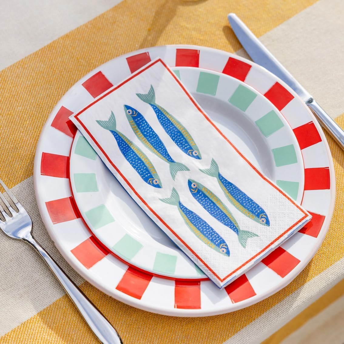 Talking Tables Premium Fish Themed Napkins - 16 Pack, 40cm x 40cm | FSC Recycled Paper 3