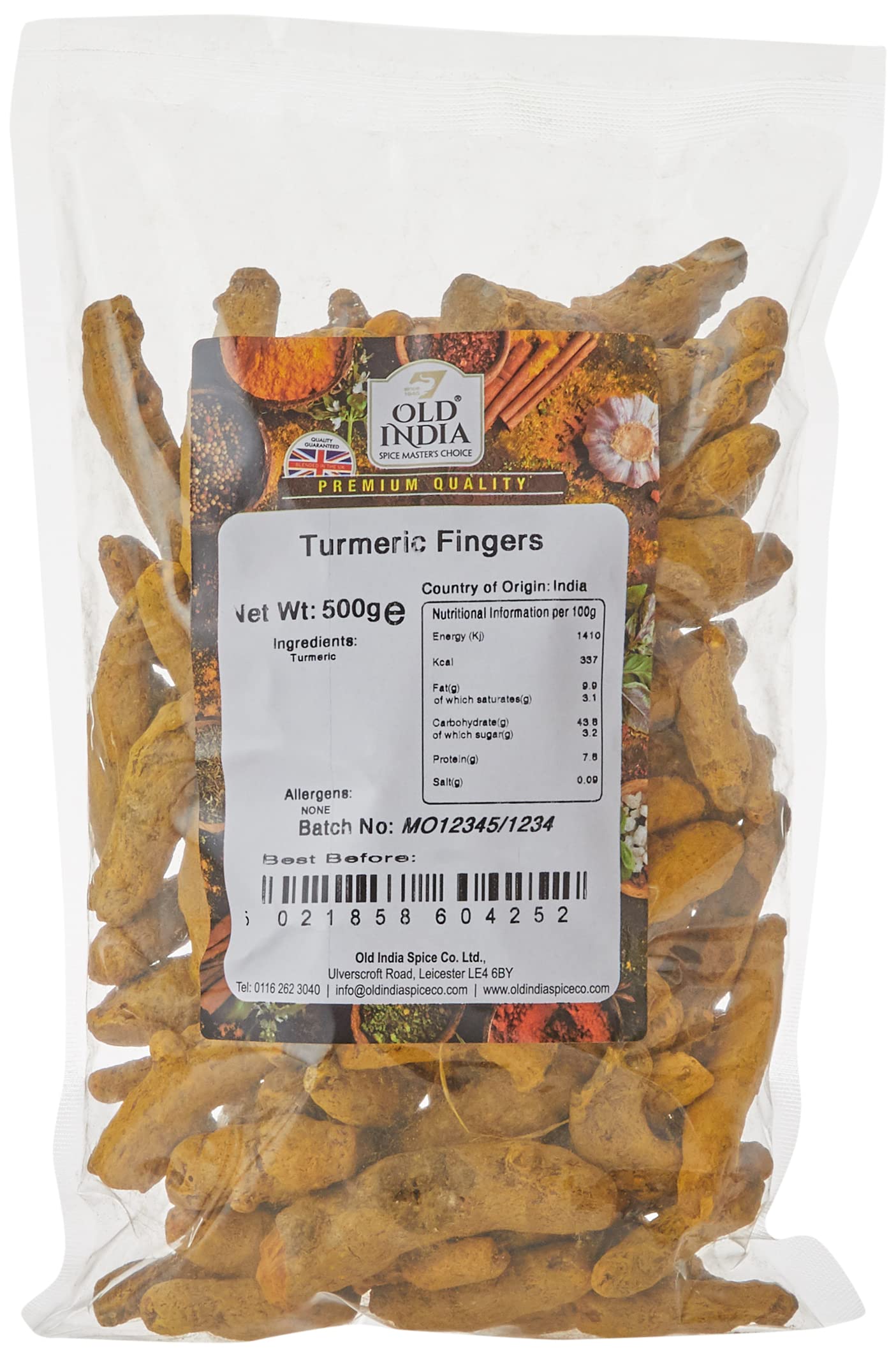Old India Turmeric Fingers Whole Spice | 500g Natural Stick Form