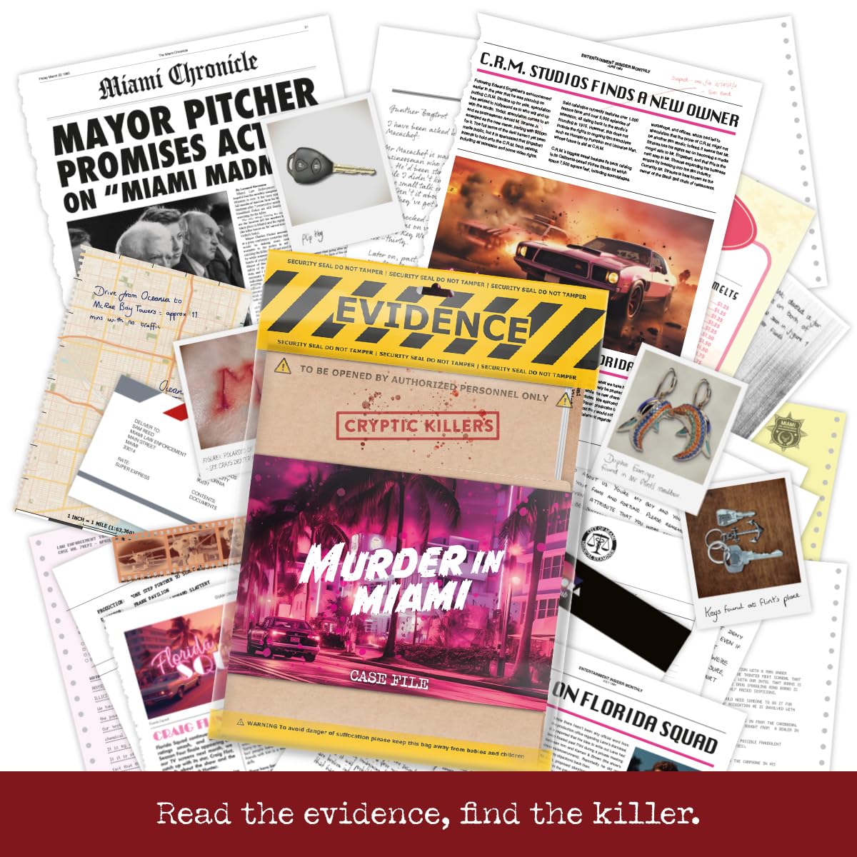 Cryptic Killers Murder in Miami Unsolved Murder Mystery Game | 36 Pieces | 4.5/5 Difficulty 6