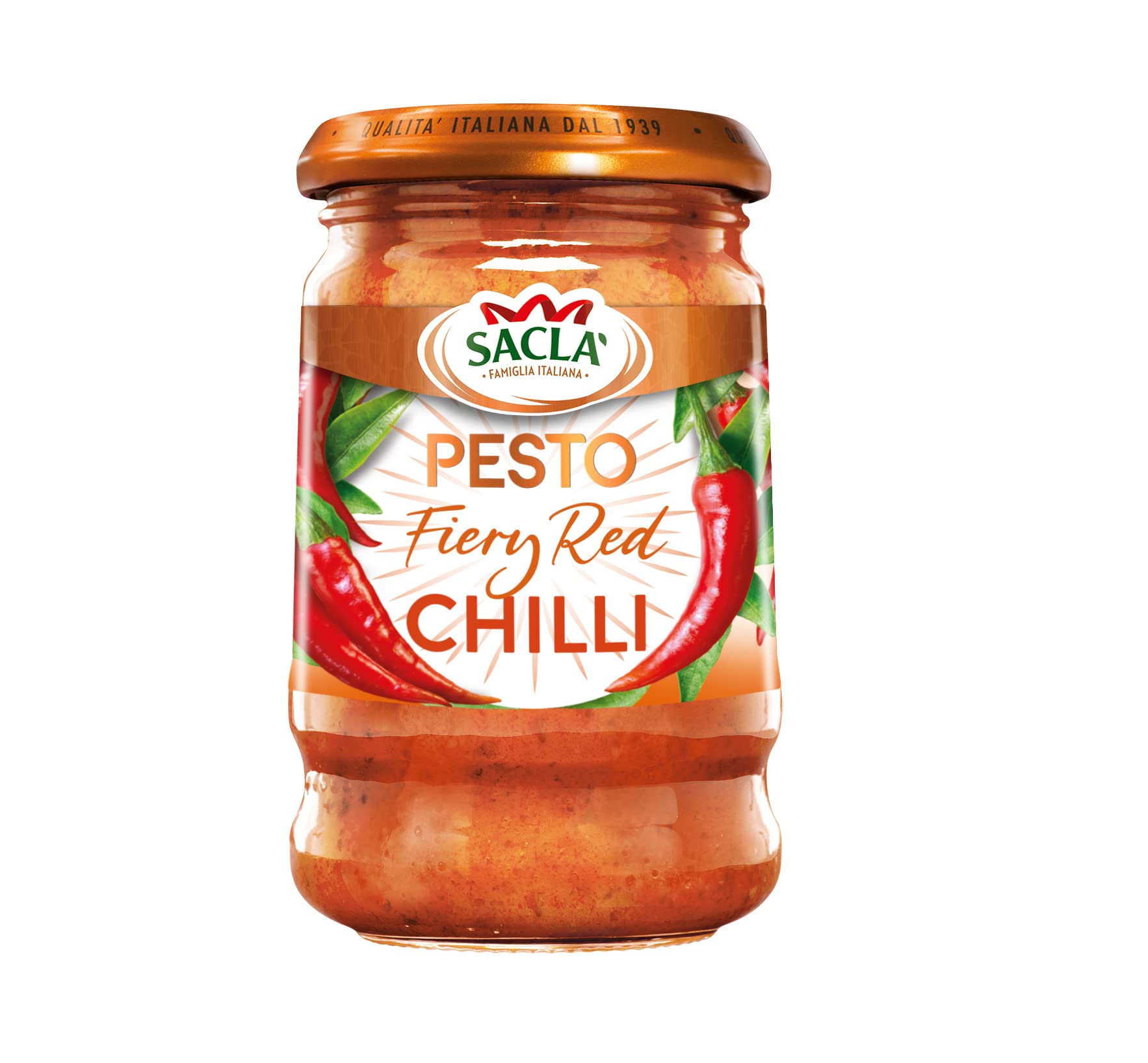 Sacla Fiery Chilli Pesto Sauce - 190g Jar | Authentic Italian Flavor 1