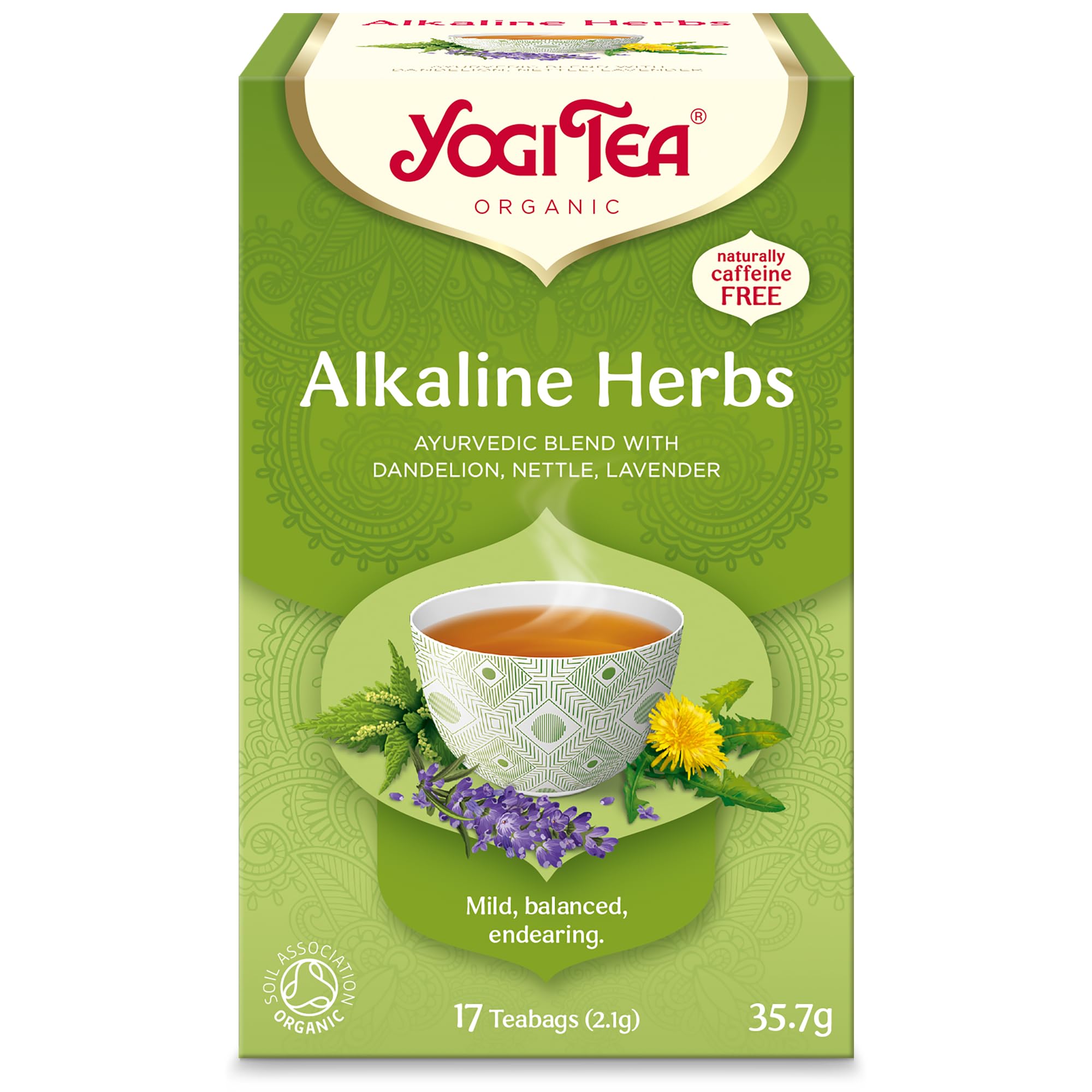YOGI TEA Organic Alkaline Herbs Herbal Tea - Caffeine Free, 17 Teabags