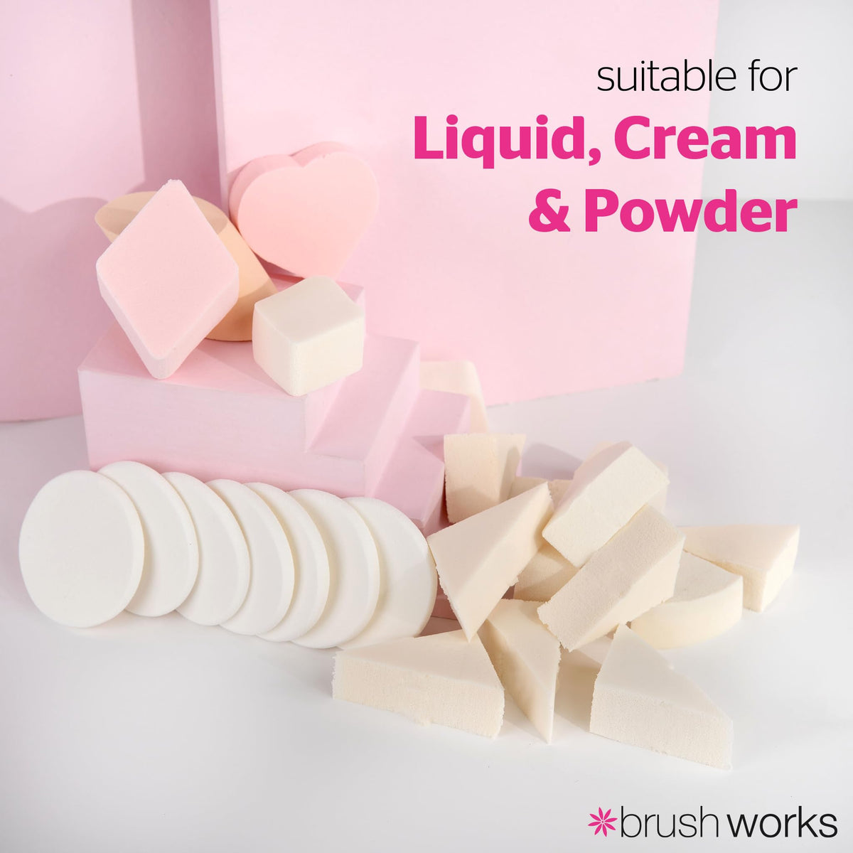 Brushworks Assorted Makeup Sponges - Pack of 24 | Cruelty-Free & Vegan | Apply Liquids, Creams, Powders 3