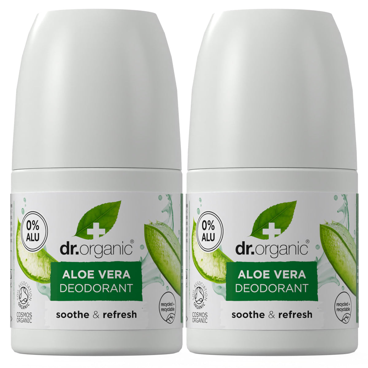 Dr. Organic Aloe Vera Deodorant - Aluminium Free Roll-On, 2 x 50ml