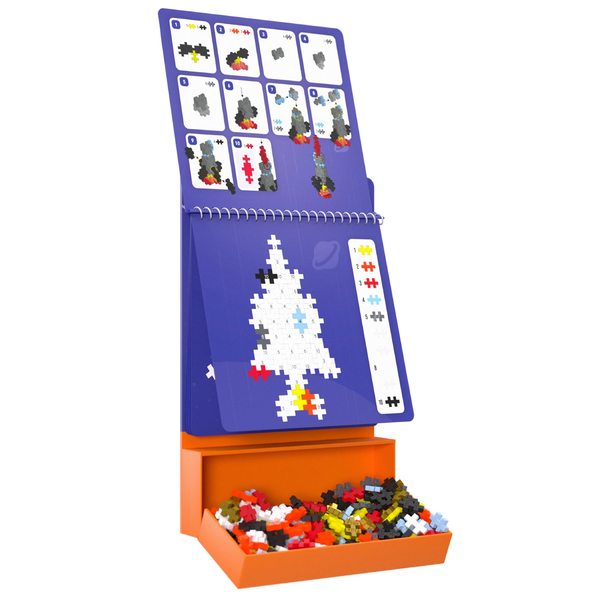 PLUS PLUS Puzzle by Number Activity Pad - 125-Piece Travel Building Set for Kids 5+ 10
