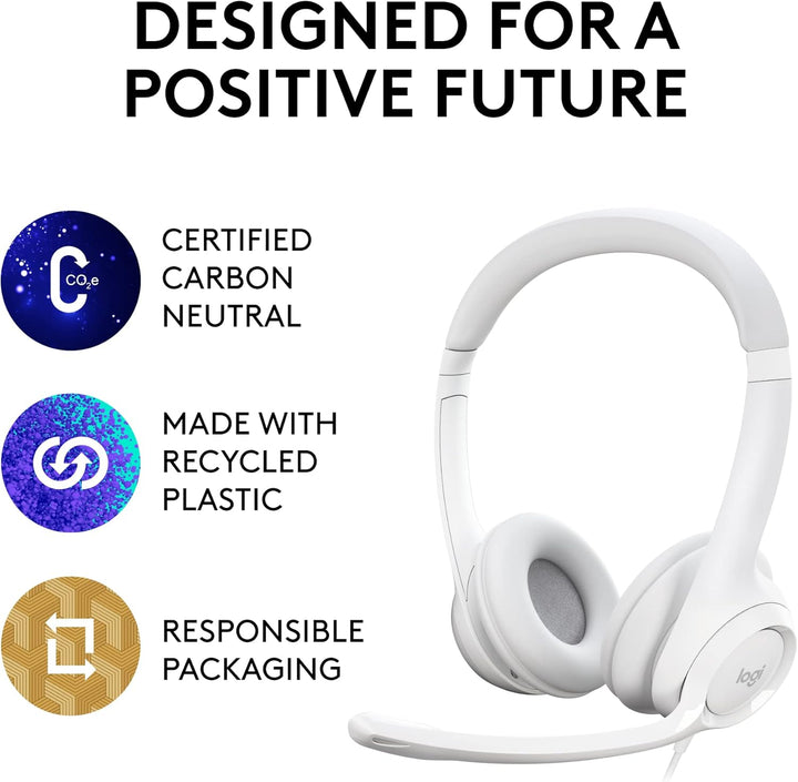 Logitech H390 Wired USB Headset with Noise-Cancelling Mic for PC, Chromebook, Laptop - Stereo Sound, In-line Controls, 1.9m Cable