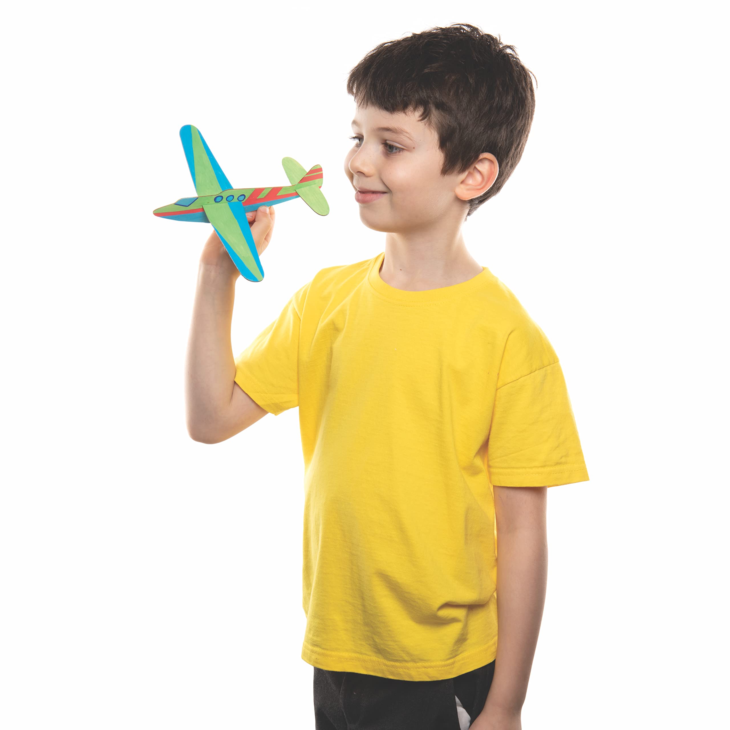 Baker Ross Wooden Glider Kits - Pack of 8 Colour-In DIY Aeroplane Craft Kit for Kids | Wood | 20 cm 3