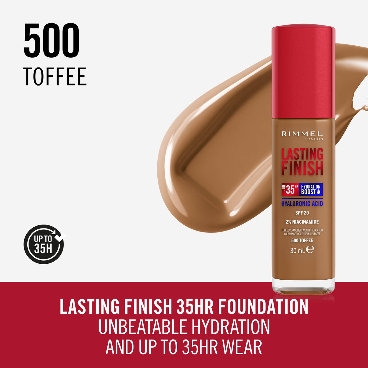 Rimmel Lasting Finish 35Hr Foundation - 500 Toffee, 30 ml