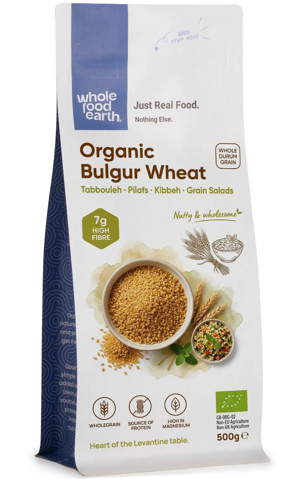 Wholefood Earth Organic Bulgur Wheat - 500g | GMO Free | Vegan | High Fibre
