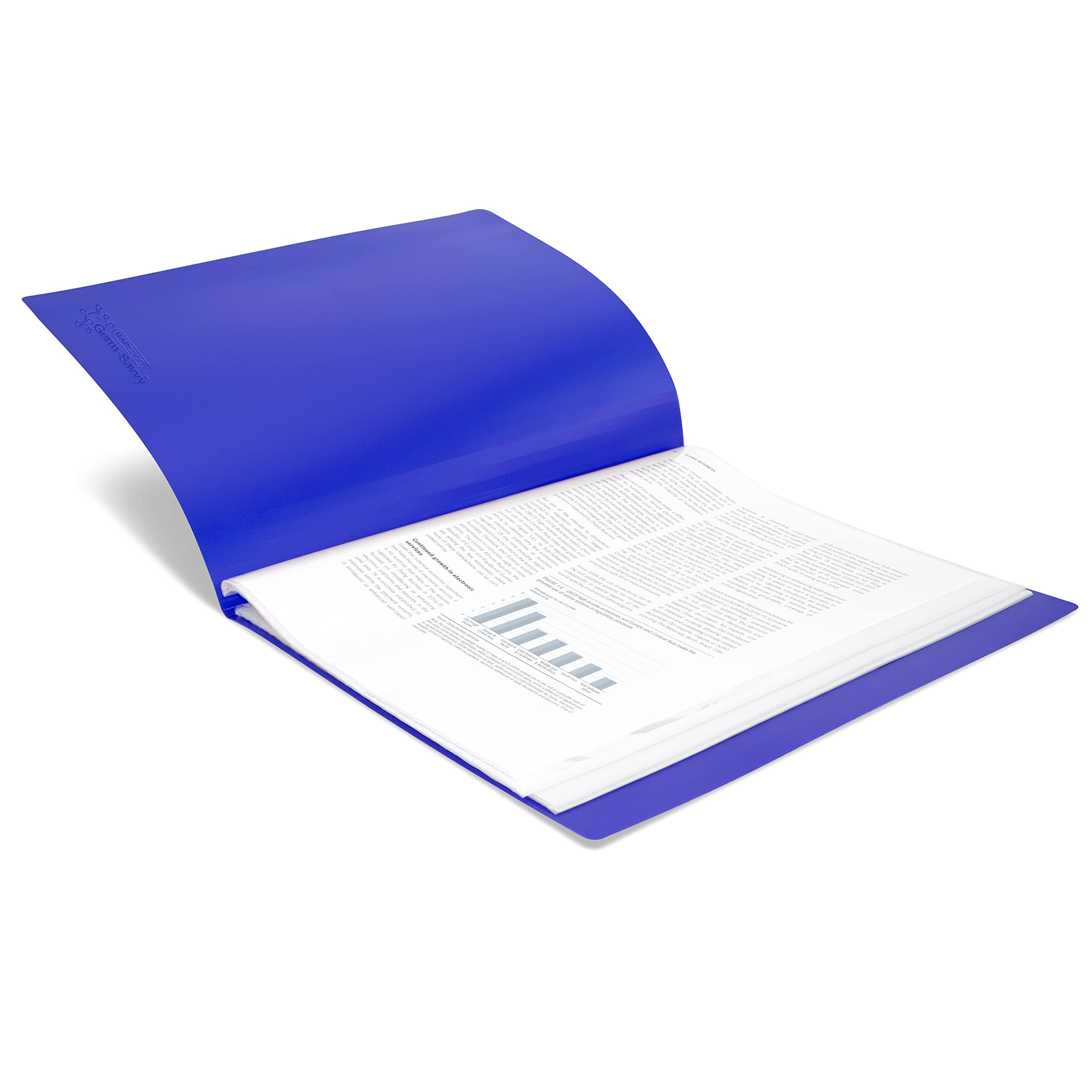 RAPESCO 1675 Presentation Folder - 40 Pockets, A4 Size, Blue | Antibacterial Protection | 100% Recycled PP