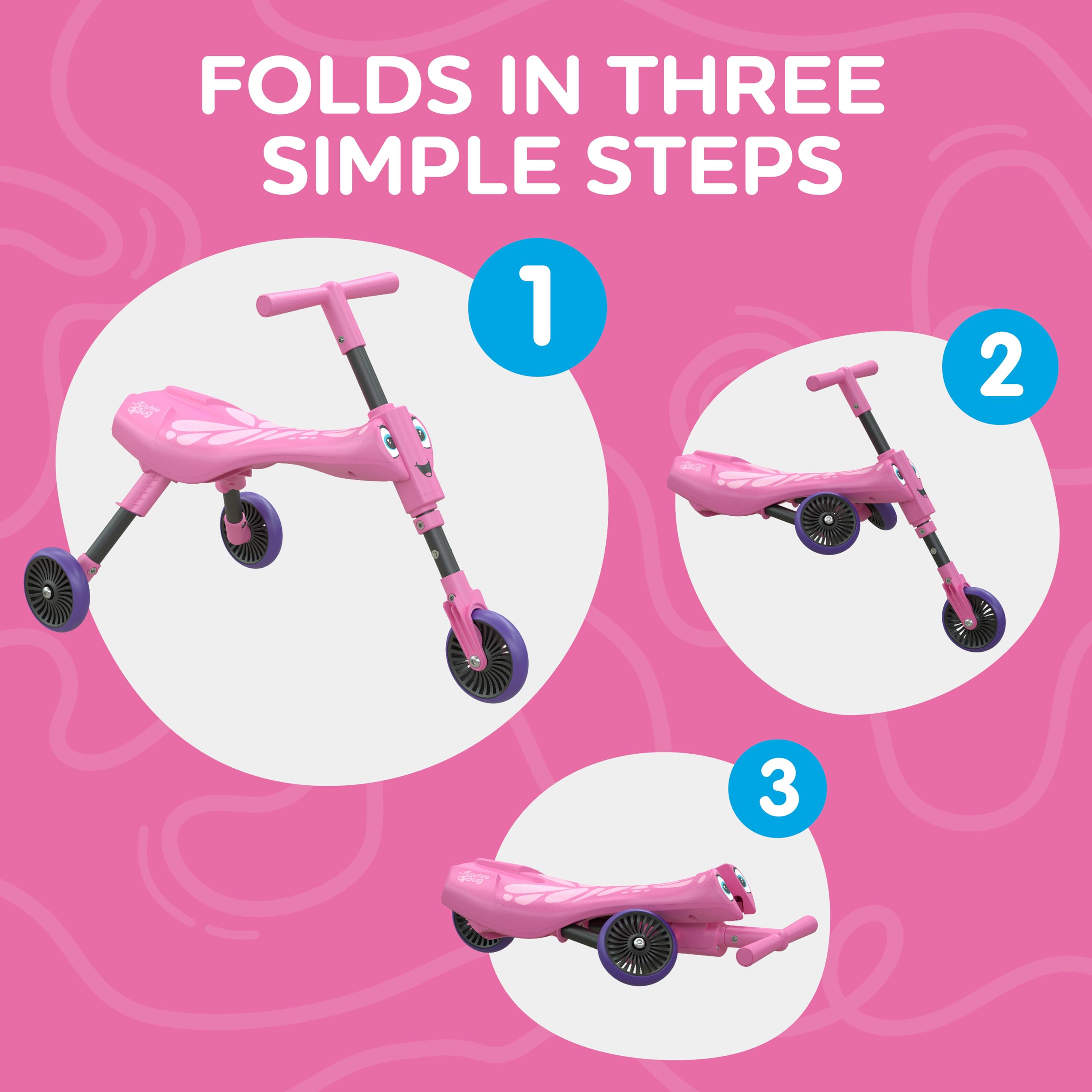 Scuttlebug 3-Wheel Foldable Ride-On Tricycle - Butterfly Design for 1+ Year Olds 2