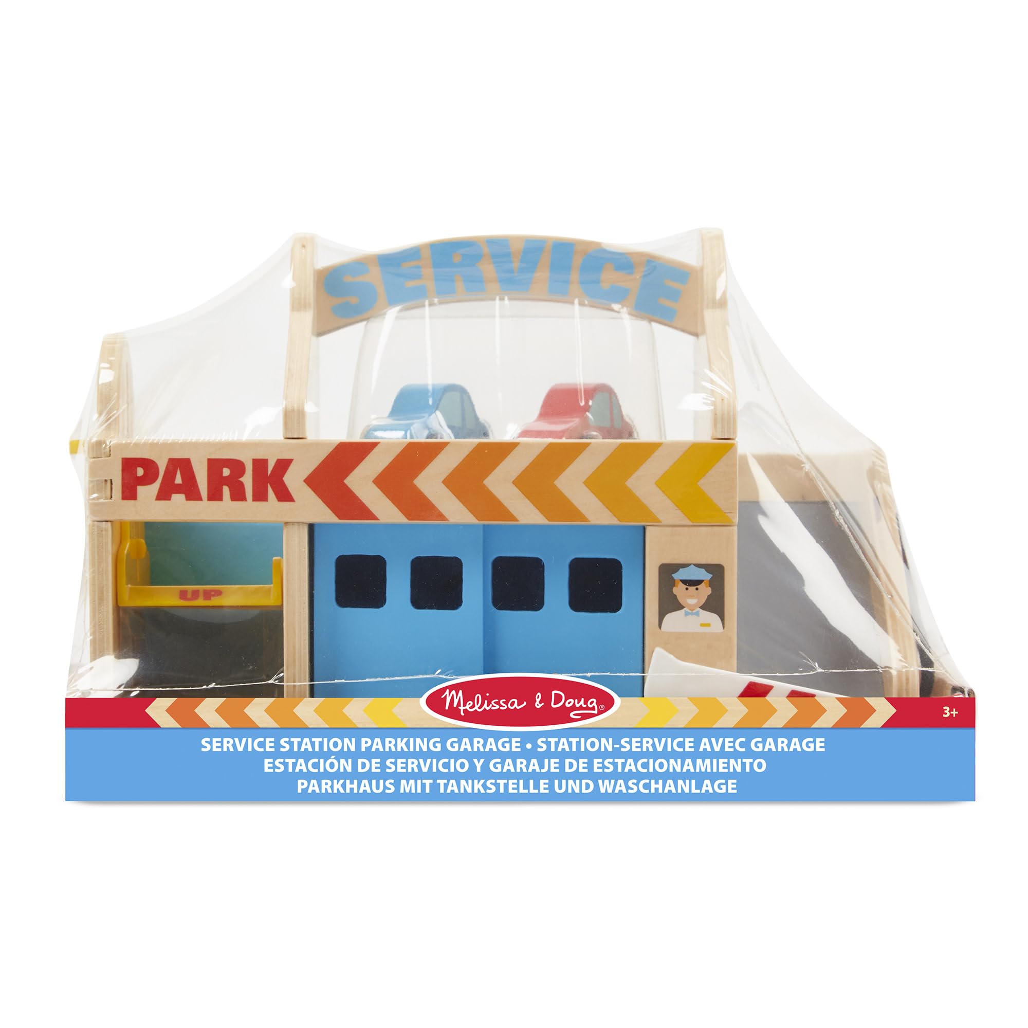 Melissa & Doug Service Station Parking Garage - Wooden Vehicle Playset for Ages 3-6 11