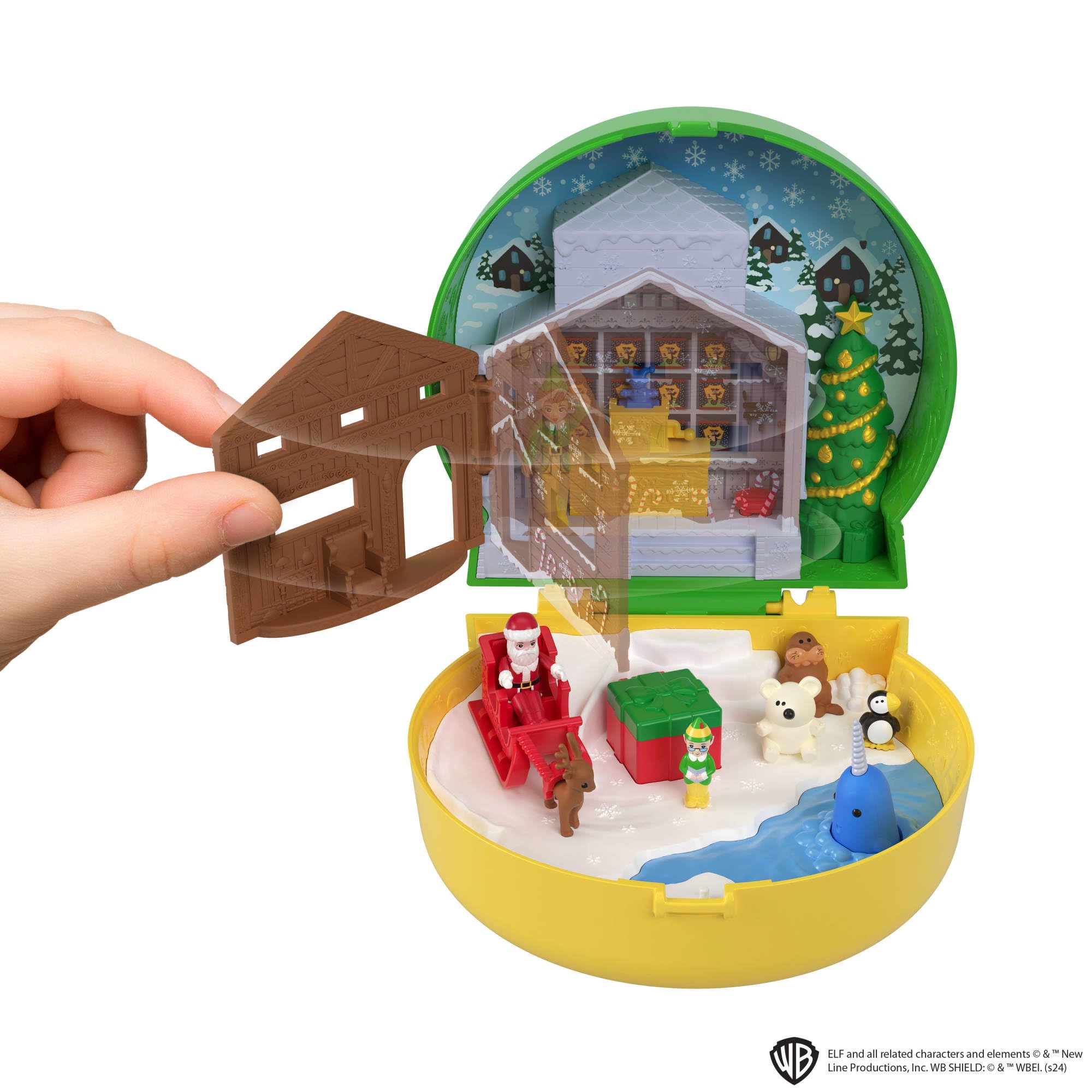Polly Pocket x Elf Collaboration Compact Playset with Micro Buddy & Santa Dolls 3