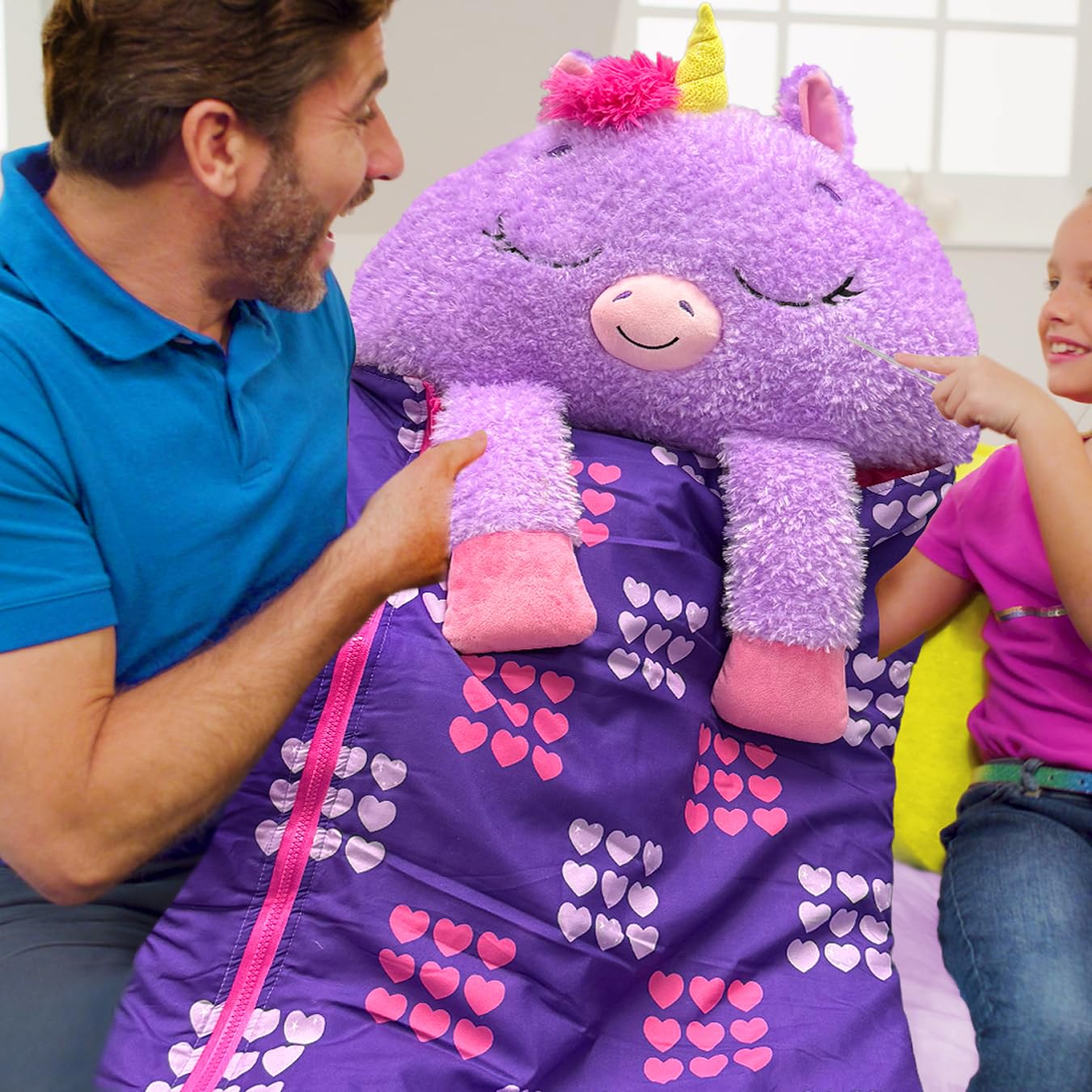 Happy Nappers Kids Sleeping Bag - Purple Unicorn - 2-in-1 Plush Toy & Sleeping Bag for Nap Time or Play 3