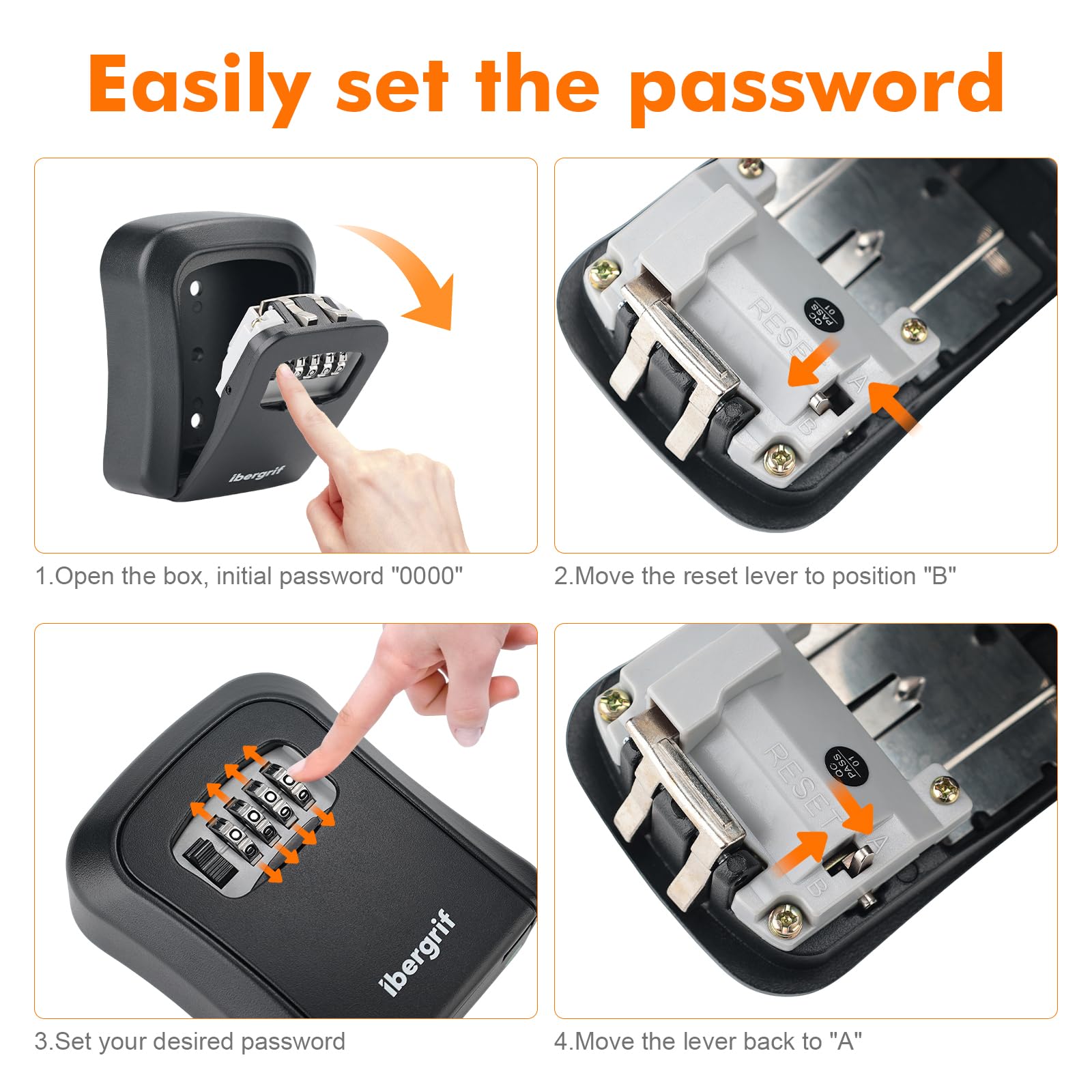 Ibergrif Wall Mounted Security Lock Box | 4 Digit Combination | Alloy Steel | Black 6