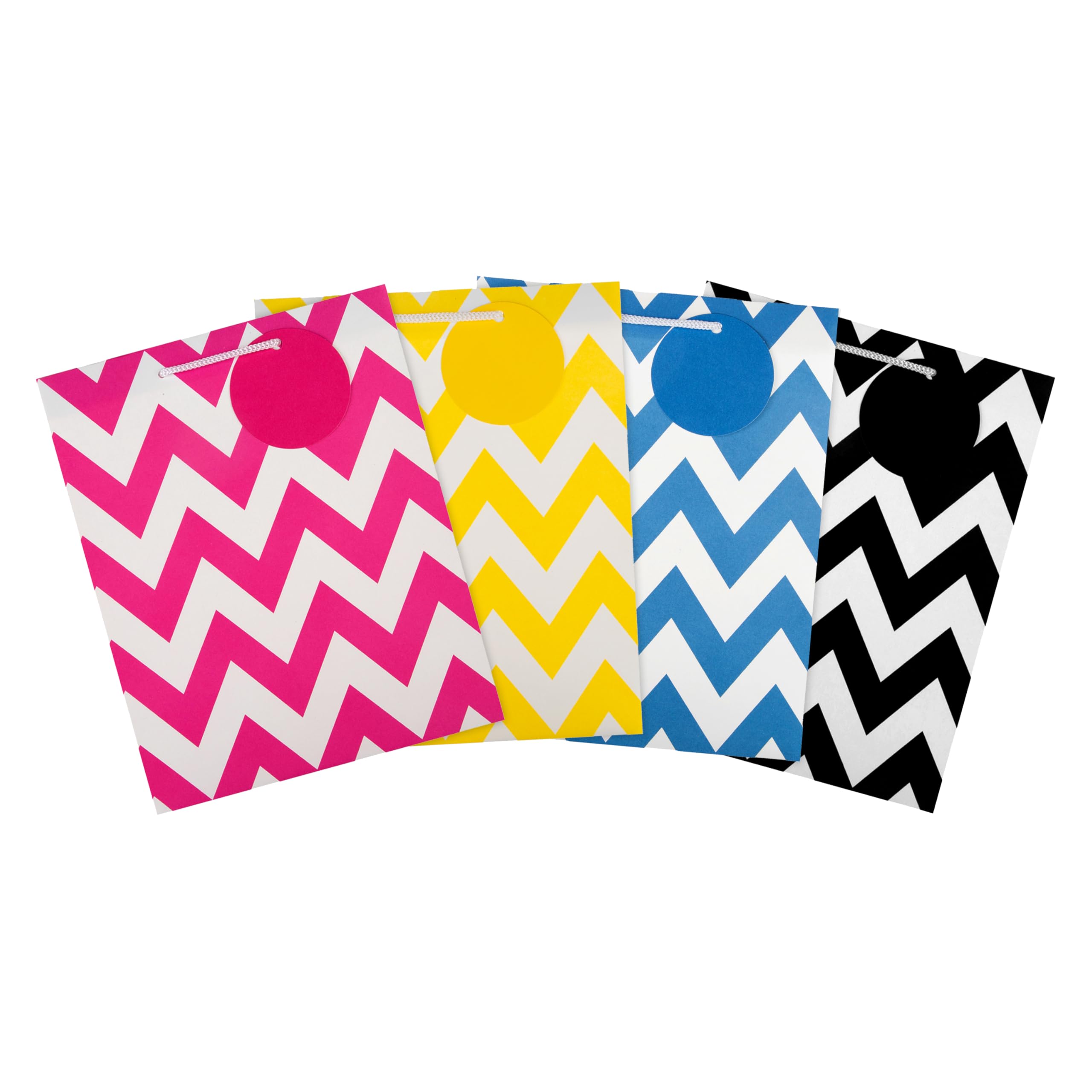 Hallmark Medium Gift Bags Multipack - 4 Bags | Yellow, Pink, Blue, Black | Matte Finish 4