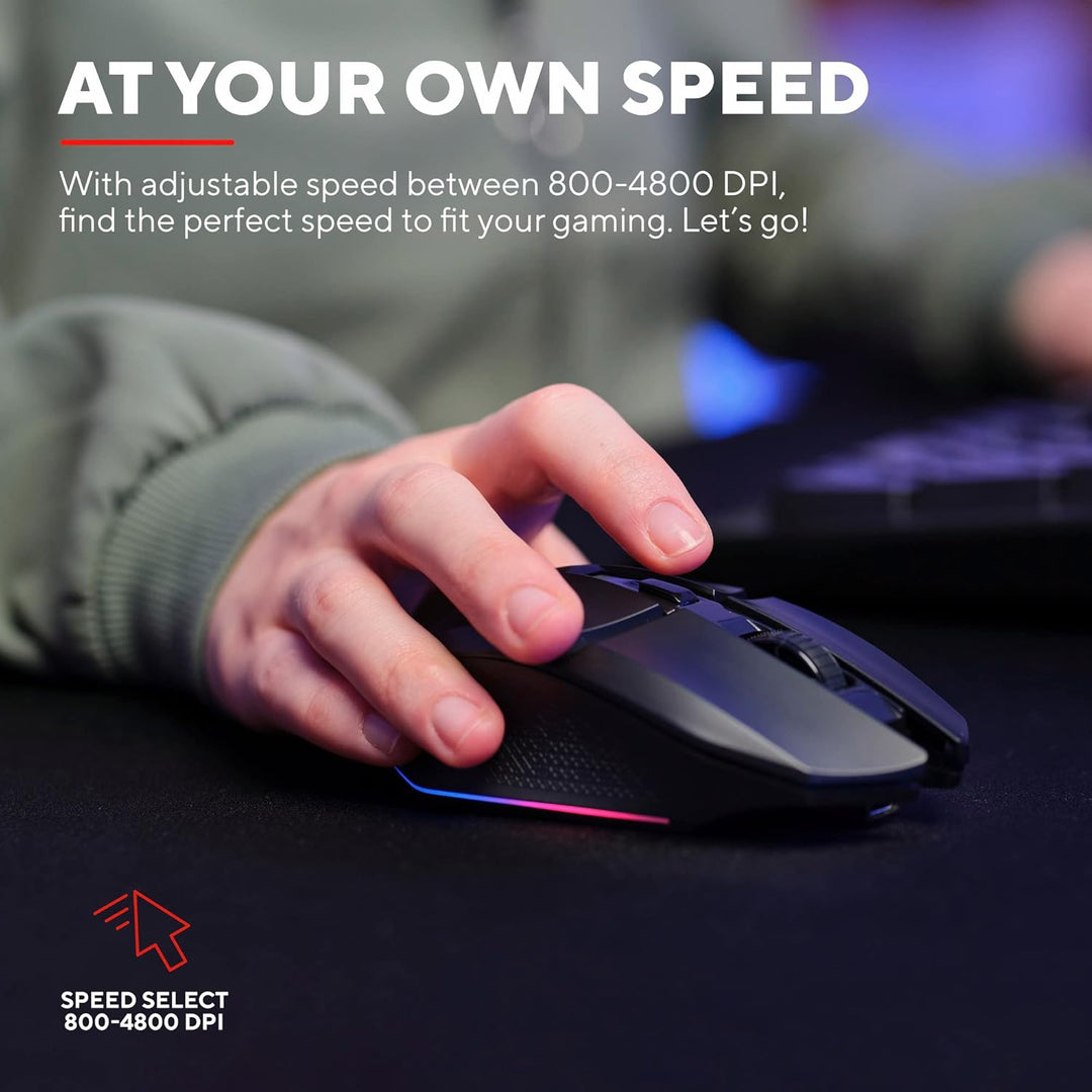 Trust Gaming GXT 110 Felox Rechargeable Wireless Gaming Mouse – 80H Battery, 800-4800 DPI, RGB LED, 6 Buttons