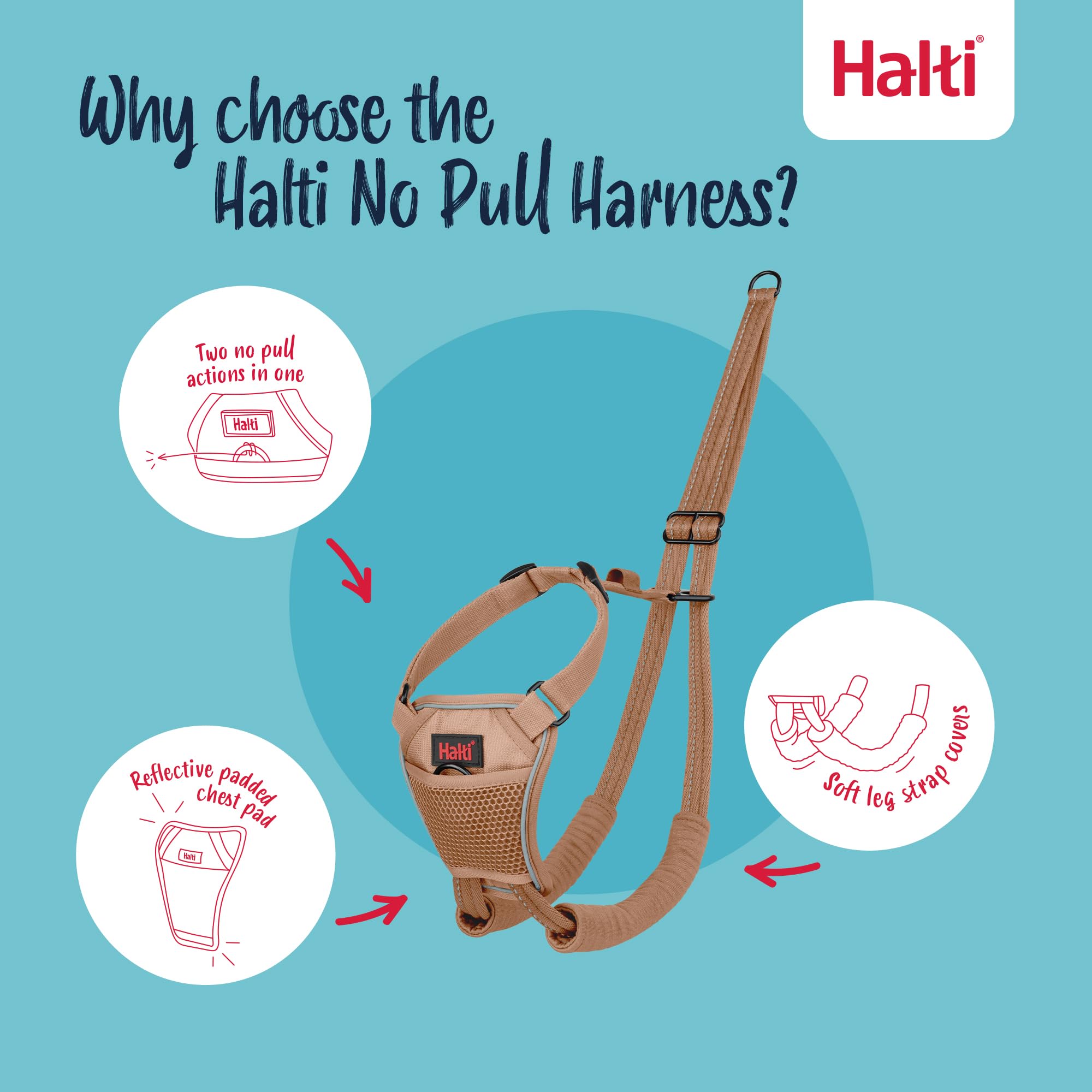 Halti No Pull Harness - Stops Pulling with Front Control Steering | Size S | Desert Sand 3