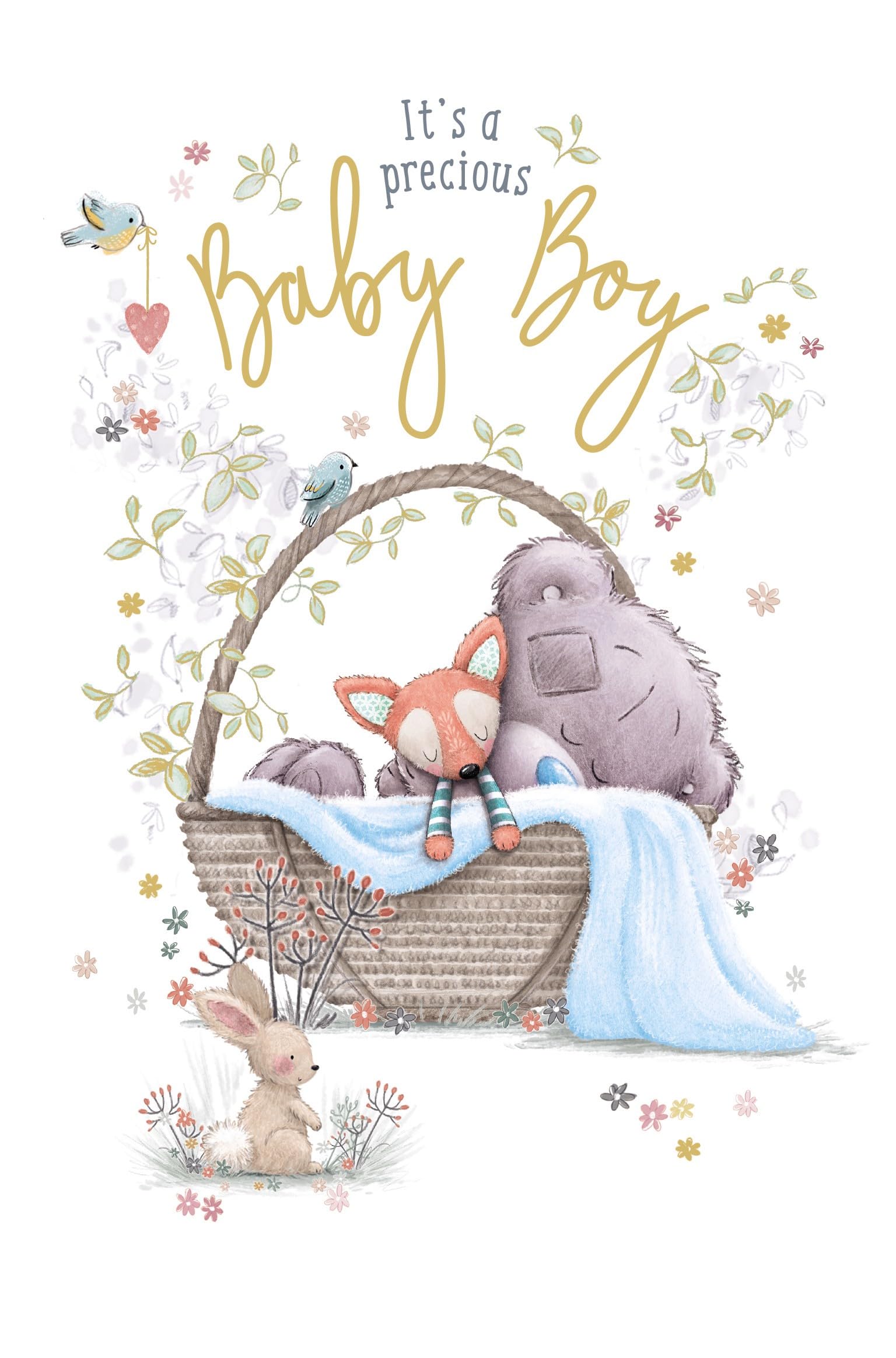 Me To You Tiny Tatty Teddy Birth Congratulations Card for Baby Boy | 5 x 8 in | Gold Foil Detail 1