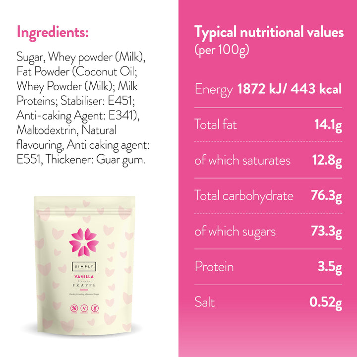 Simply - Vanilla Frappe Powder, Nut Free & Gluten Free, 1kg