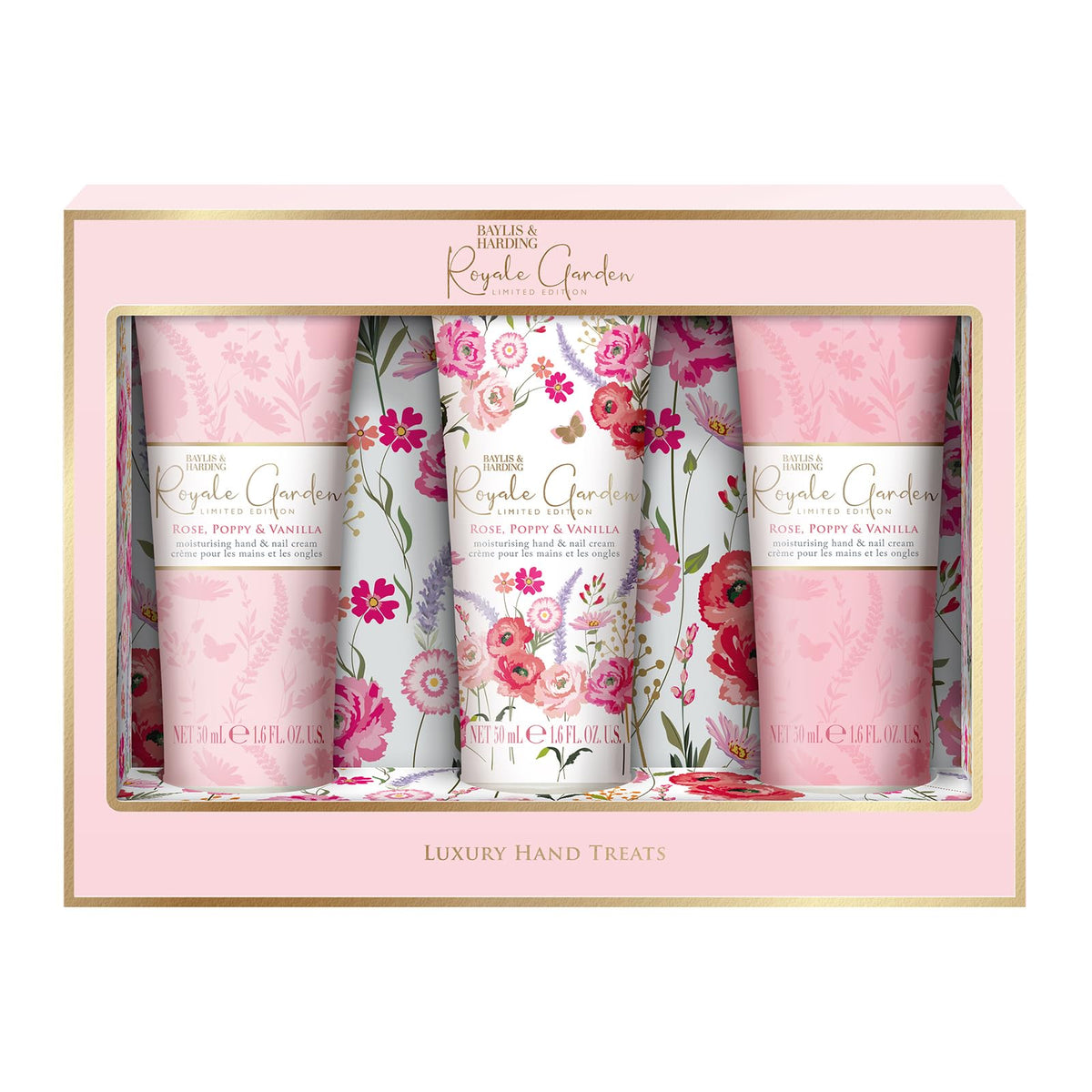 Baylis & Harding Royale Garden Luxury Hand Treats Gift Set - 3 x 50ml Hand Creams | Vegan-Friendly | Floral Fragrance