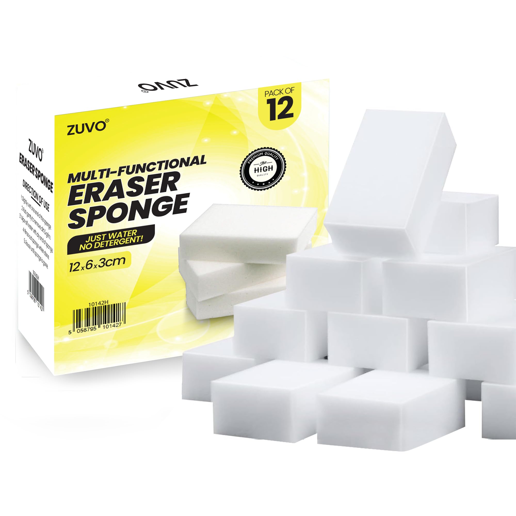 Zuvo Magic Eraser Sponge - Heavy-Duty Cleaning | 12-Pack | Melamine
