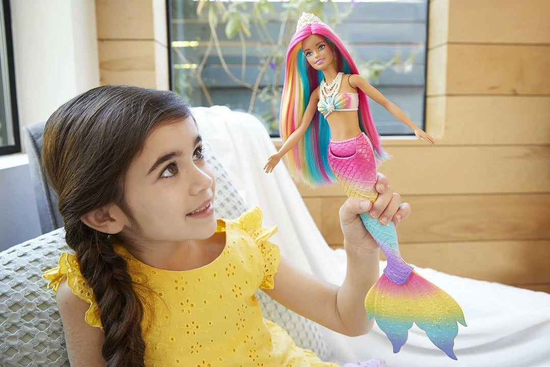 Barbie Dreamtopia Rainbow Magic Mermaid Doll - Water-Activated Color Change Feature, Ages 3 to 7