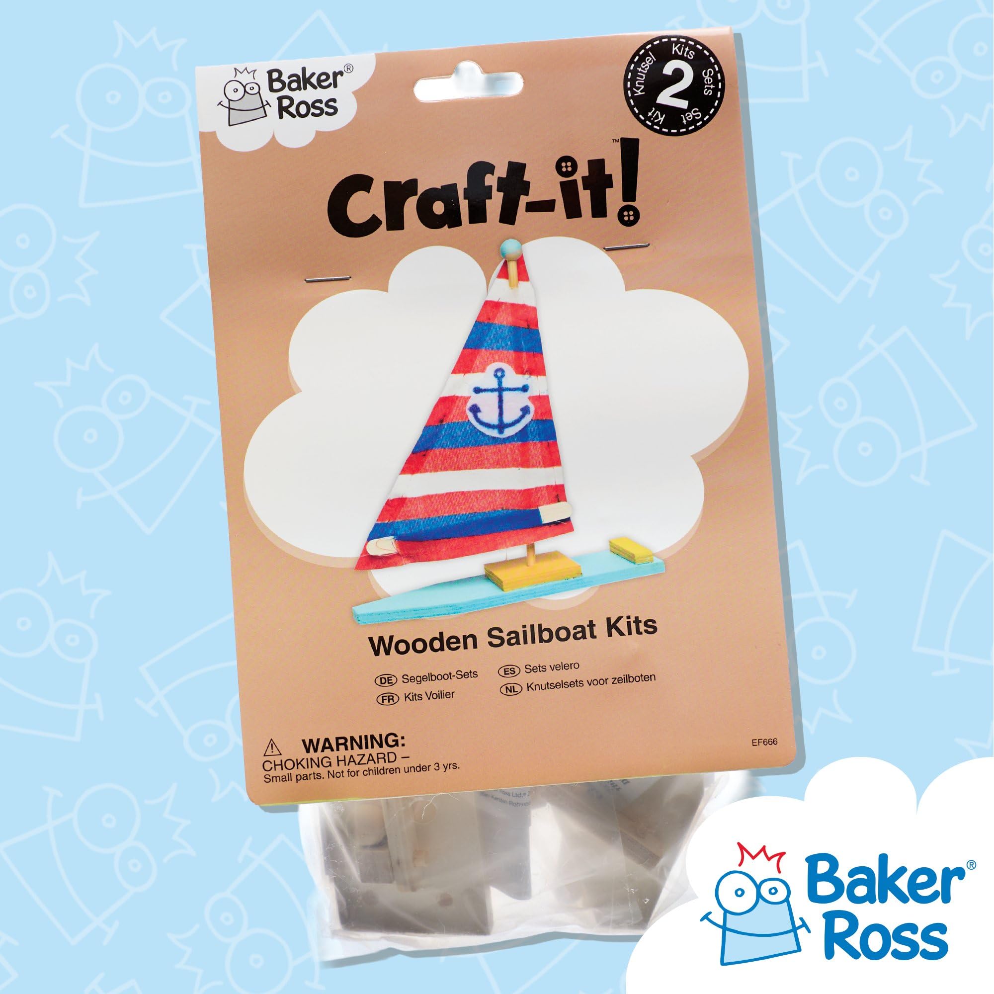 Baker Ross Wooden Sailboat Kits - Pack of 2 | Craft Kit | Plywood 5