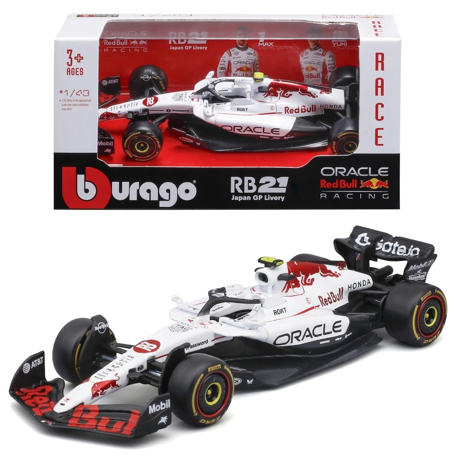 Bburago Red Bull Racing RB21 Yuki Tsunoda 1:43 Scale Die-Cast Model Car 1