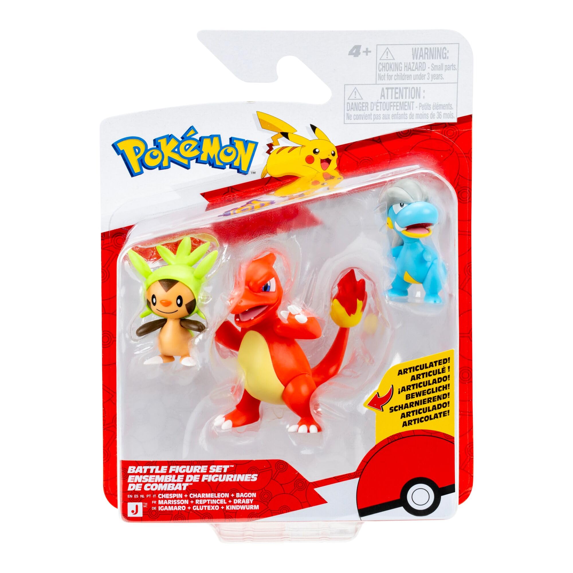 Pokémon Battle Figure 3 Pack - Chespin, Bagon, and Charmeleon | Classic Edition 2