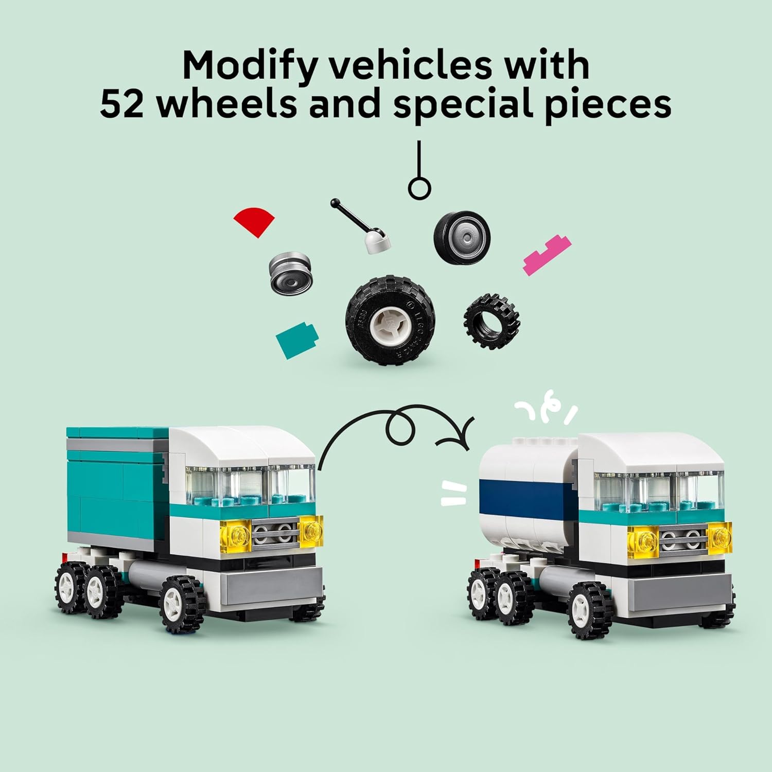 LEGO Classic Creative Vehicles - Build 8 Model Cars Including Police Car & Ice-Cream Van for Ages 5+
