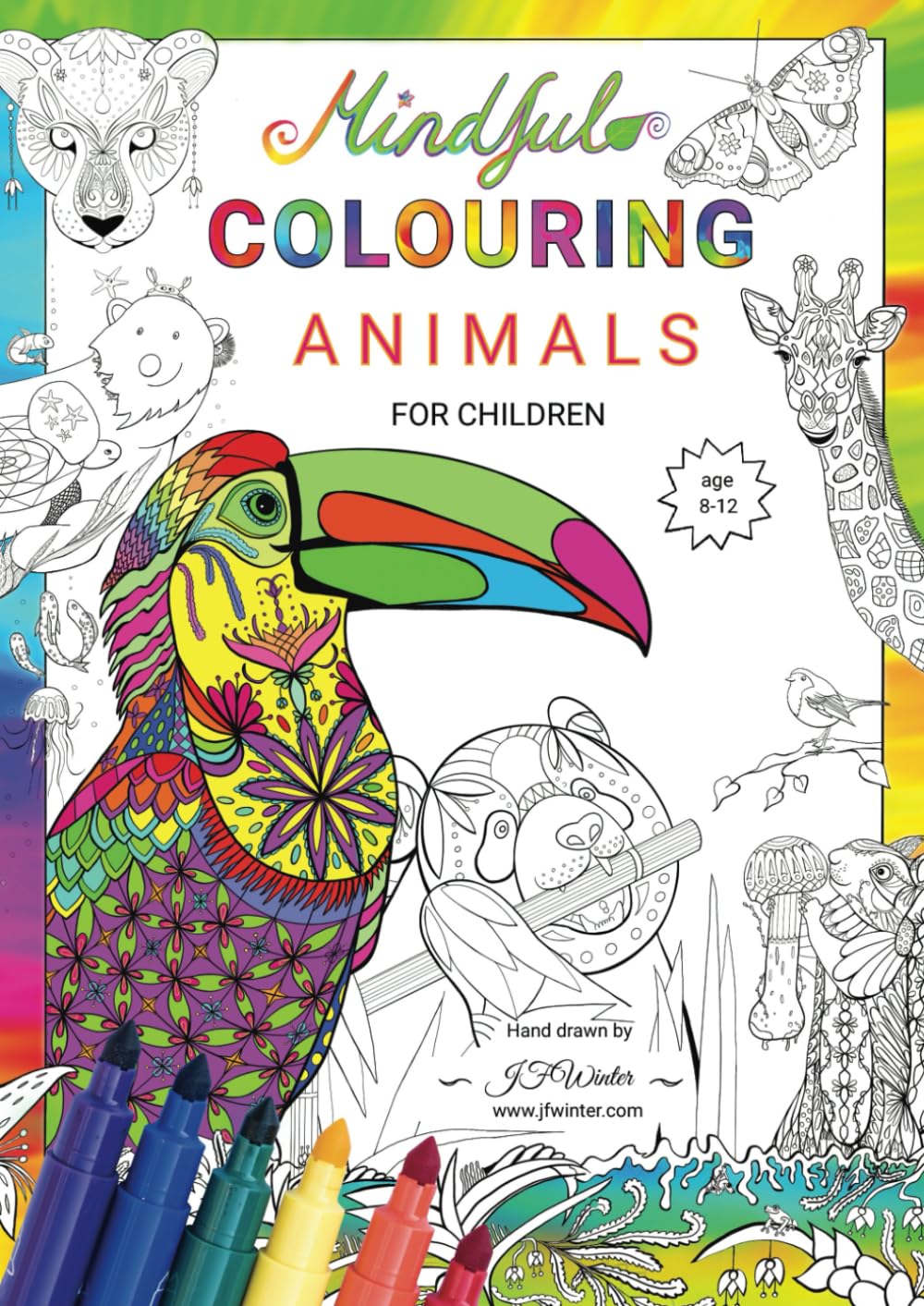 J F Winter Mindful Colouring Animals for Children Paperback | Ages 6-10 | 71 Pages