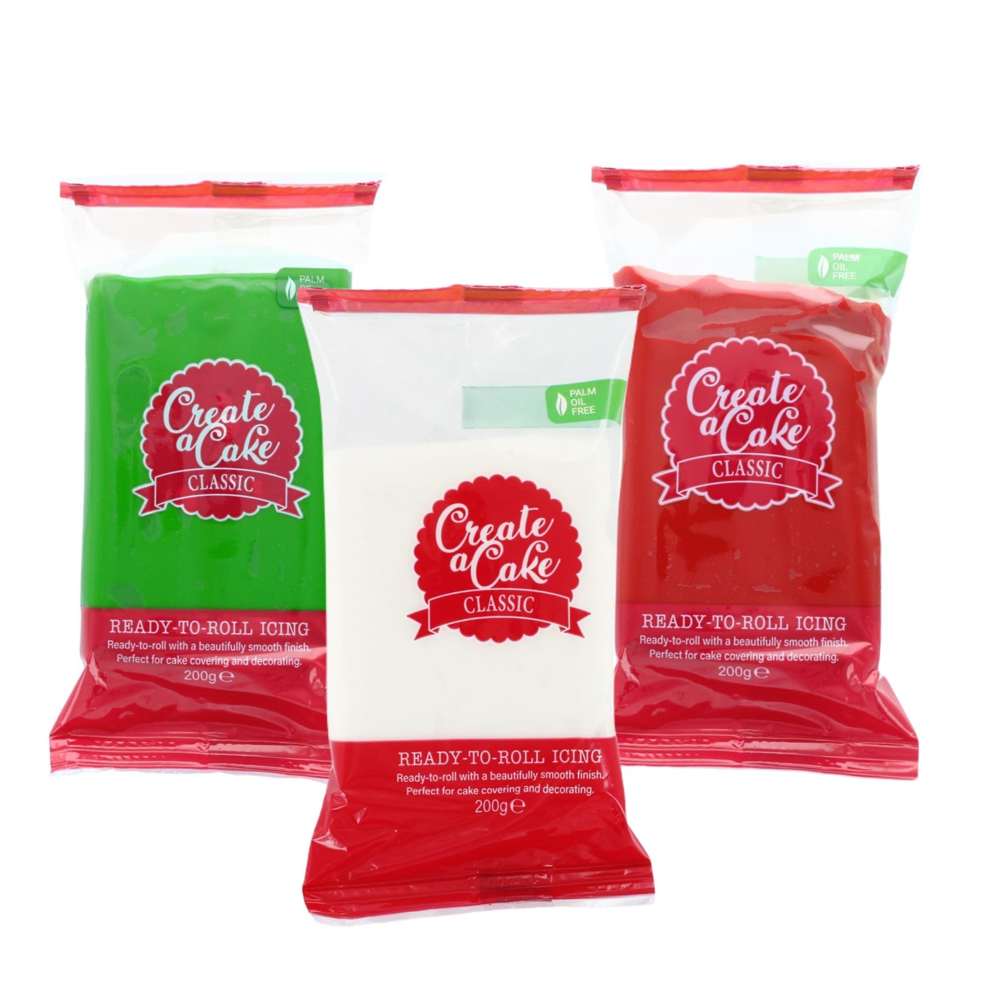 Culpitt - Create A Cake Ready to Roll Icing Red, Green & White Christmas Multipack 1