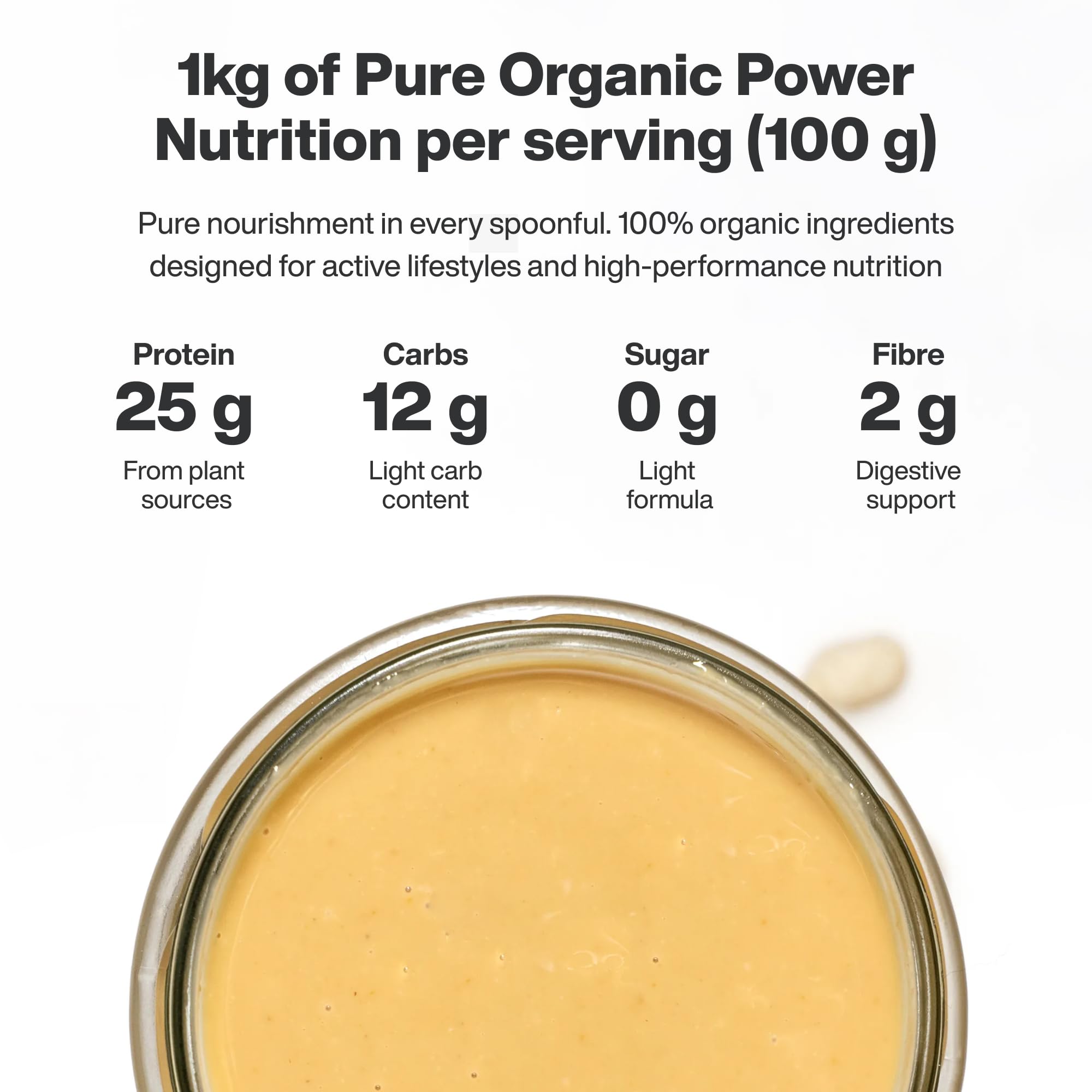 Vilgain 100% Peanut Butter Smooth - 1000g | High Protein (25g/100g) | No Added Sugar or Palm Oil 2