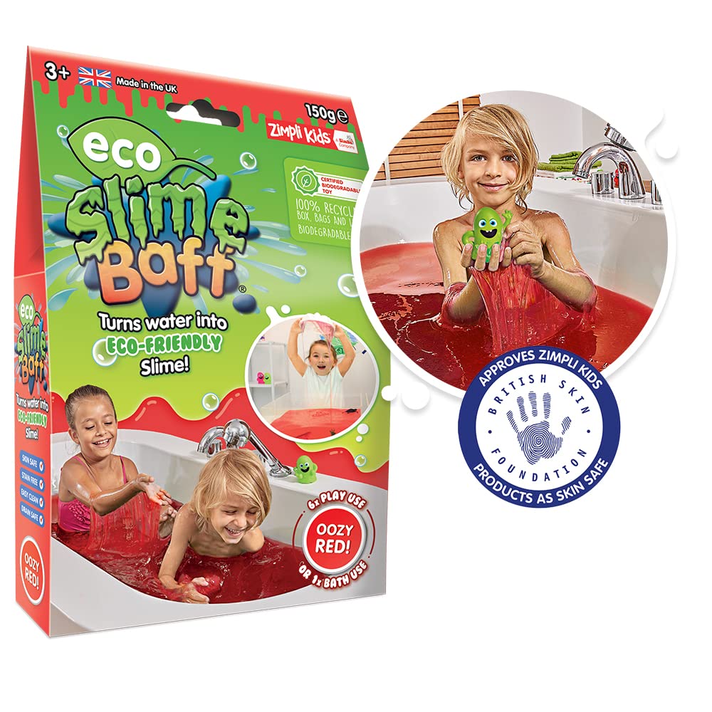 ZIMPLI Eco Slime Baff Red - 1 Bath or 4 Play Uses, Magically Turns Water into Gooey Slime 1