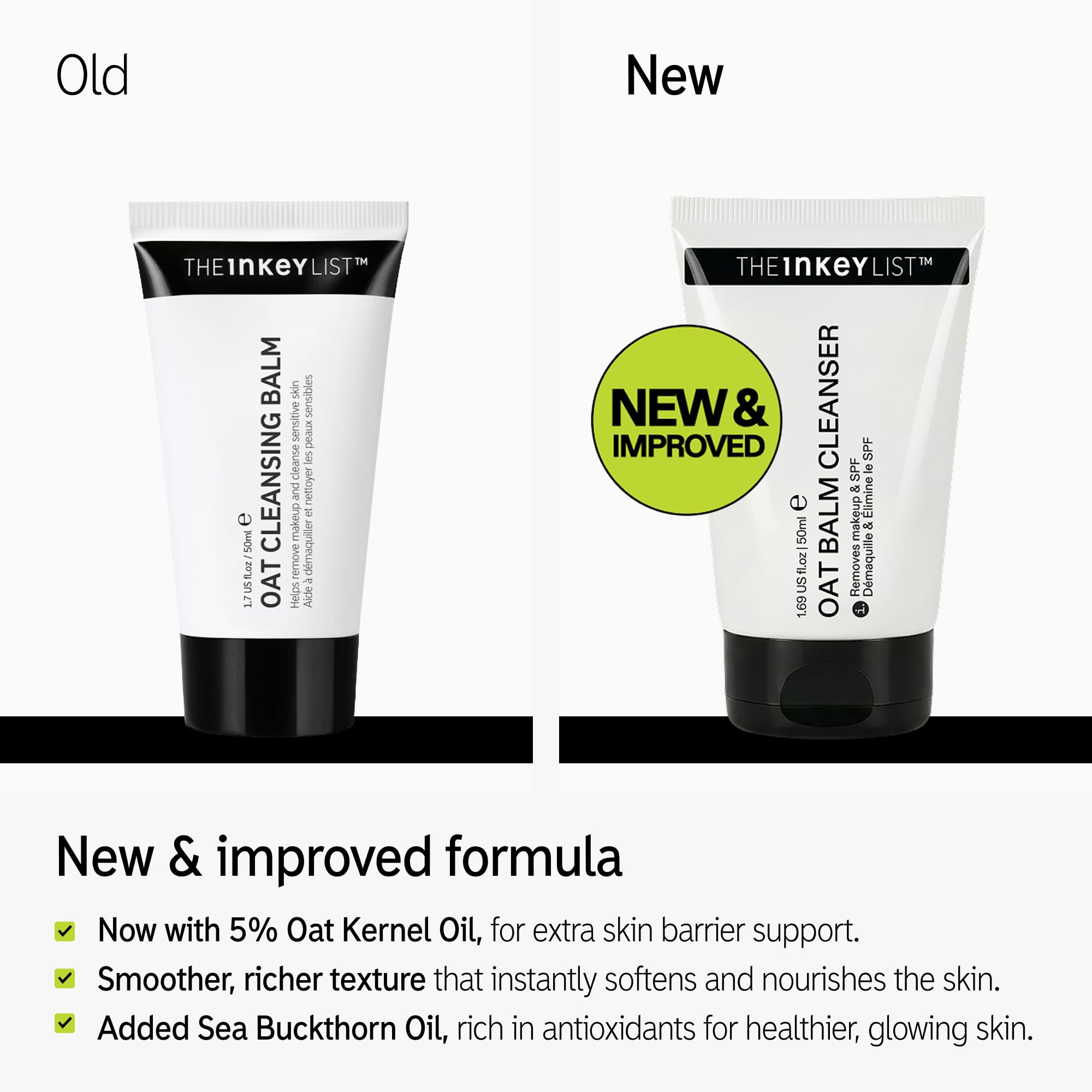 The INKEY List Oat Cleansing Balm - New & Improved Formula, Makeup & SPF Remover | 50 ml