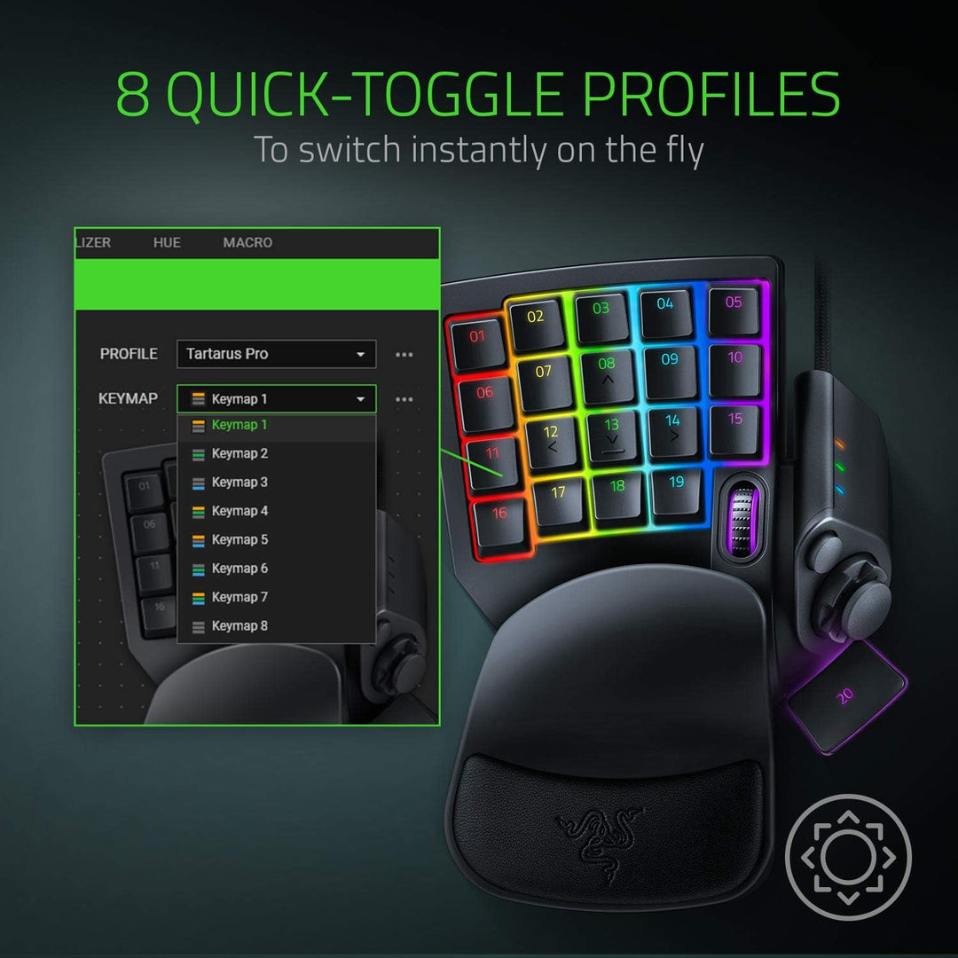 Razer Tartarus Pro Gaming Keypad - 32 Programmable Keys with Analog Optical Switches