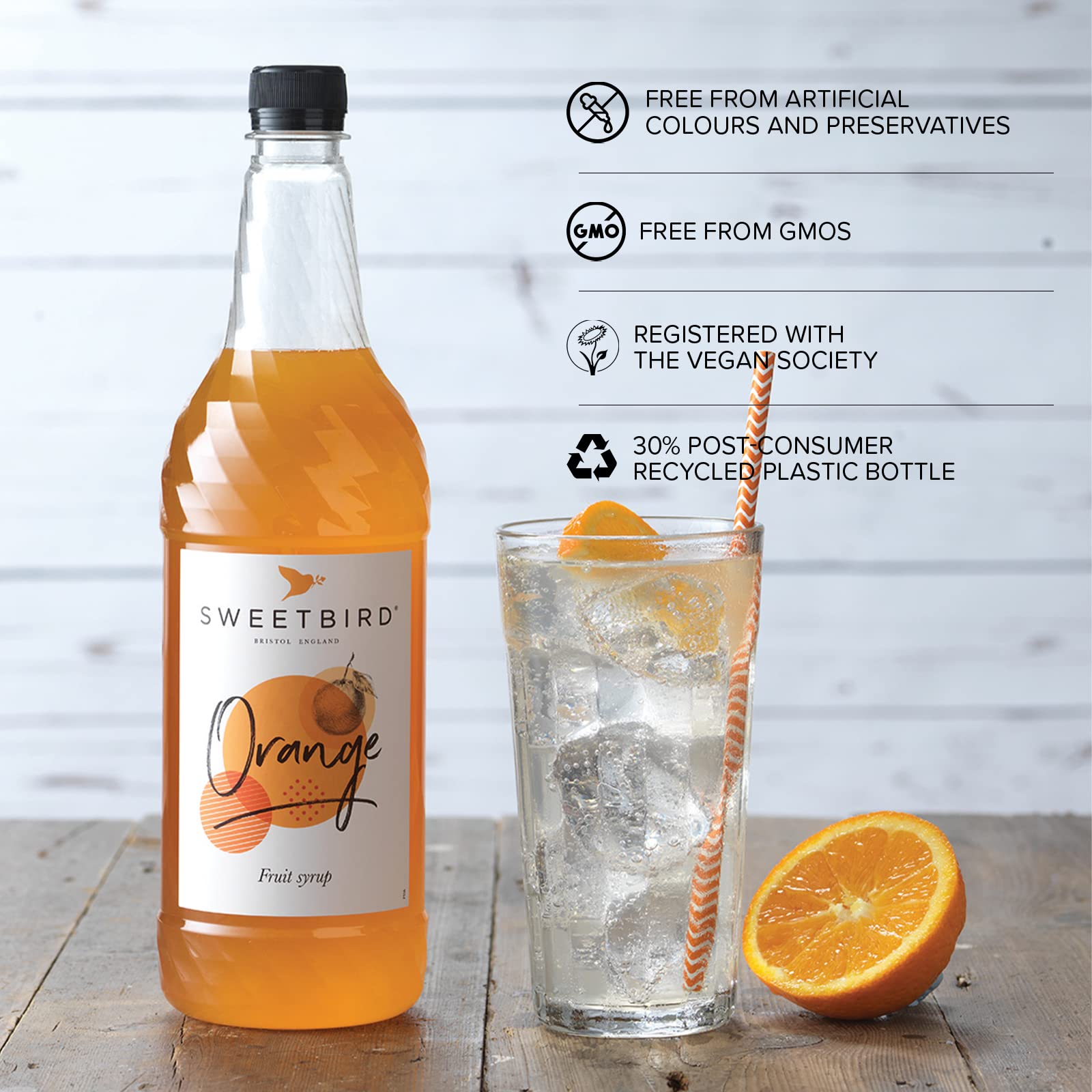 Sweetbird Orange Syrup (1 Litre) - Vegan Friendly Beverage Syrup 2