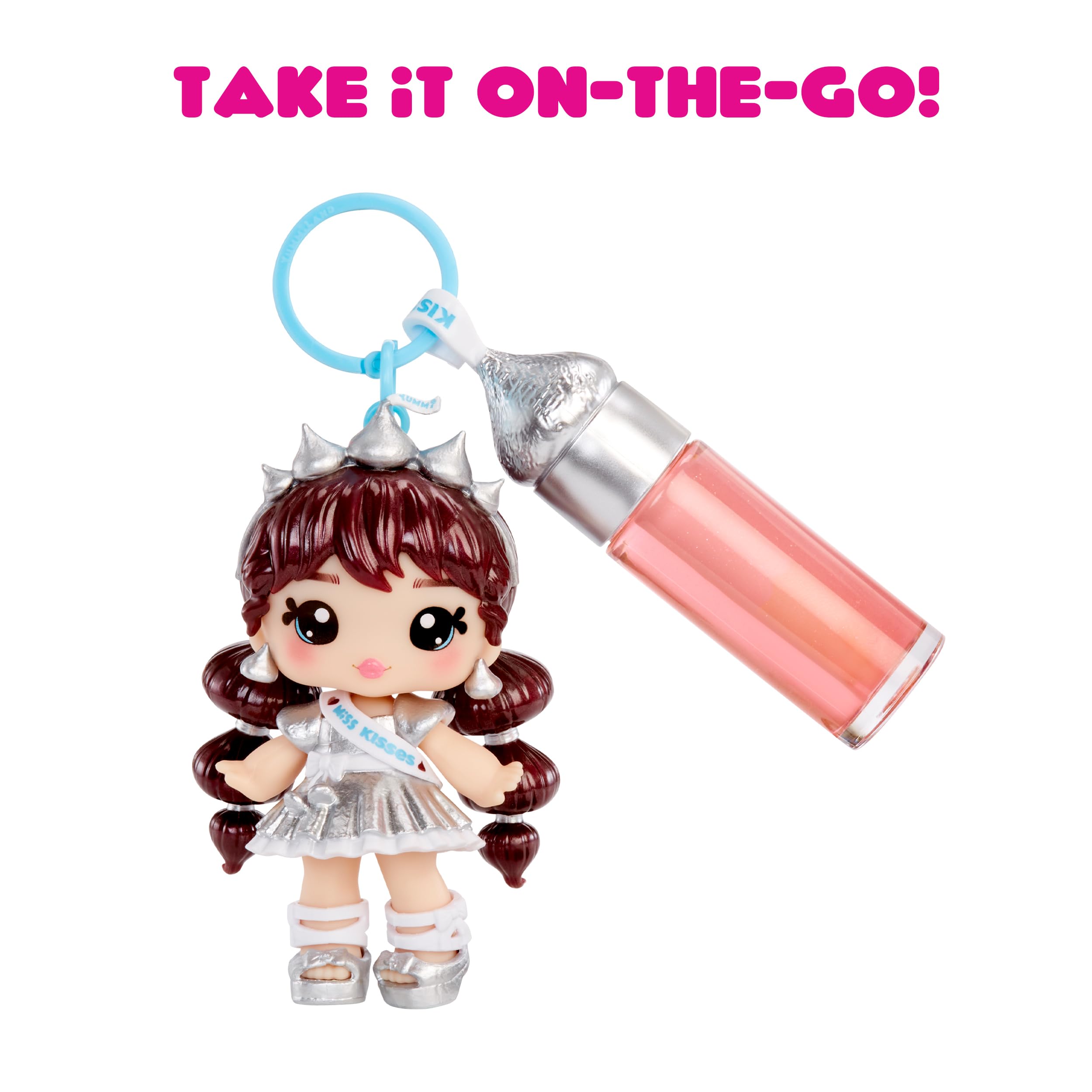 Yummiland x Hershey’s Kisses Coco Kisses Doll - DIY Lip Gloss Kit with Keychain, Articulated Fashion Doll for Ages 4+