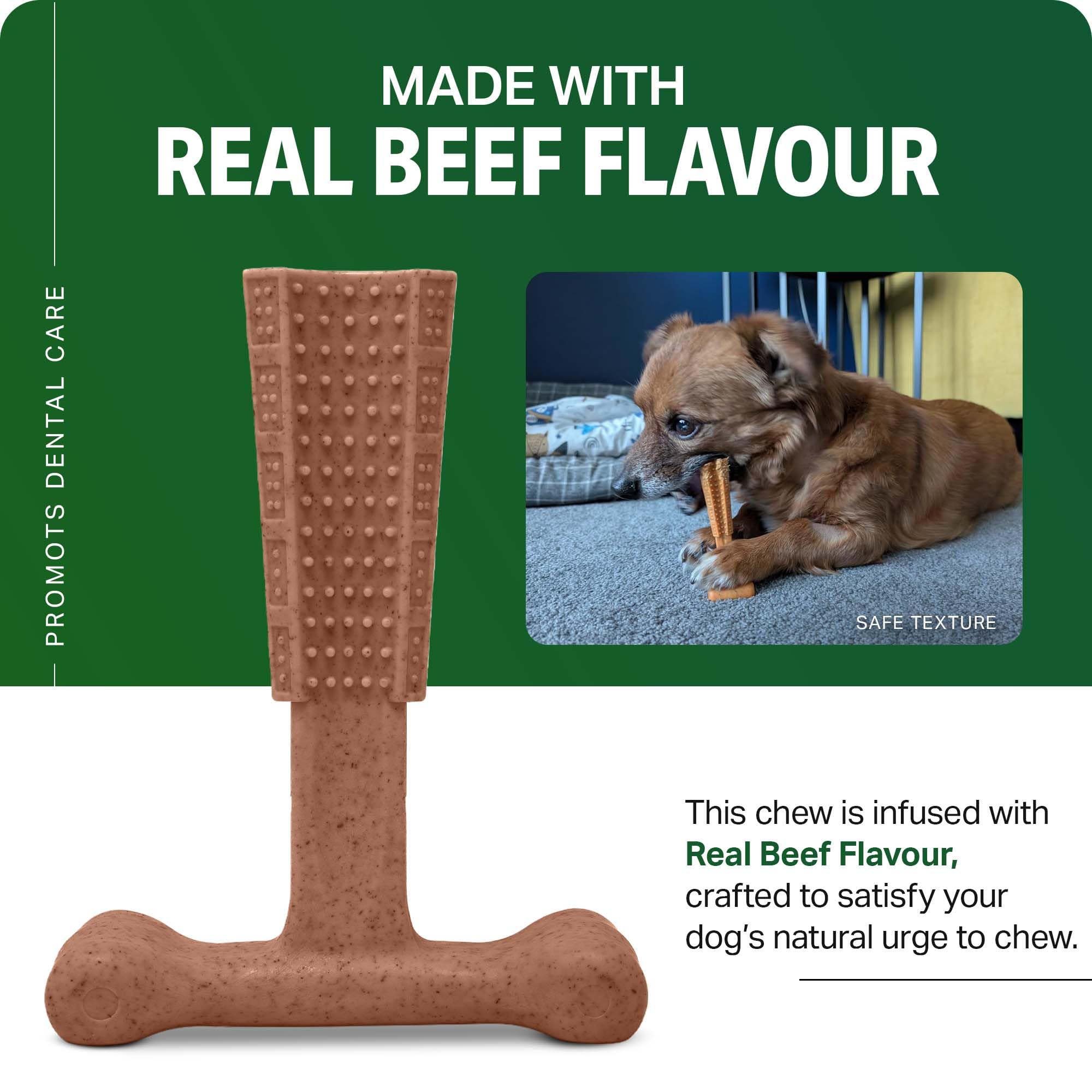 Bamboodles Dog Chew Toy - Small Size | Beef Flavour | Durable Nylon & Bamboo Fibre 5