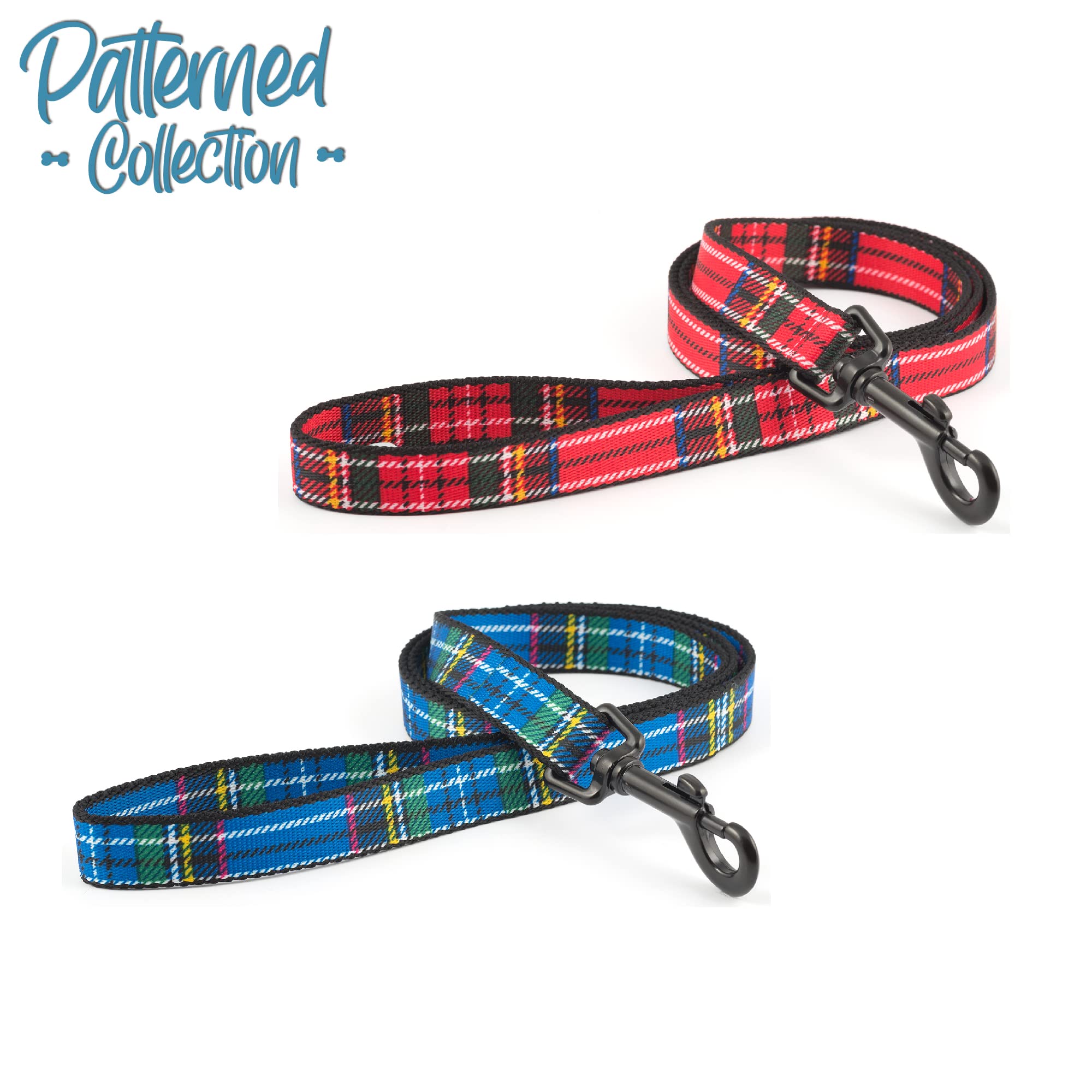 Ancol Nylon Tartan Red Lead - 1m Length, 19mm Width