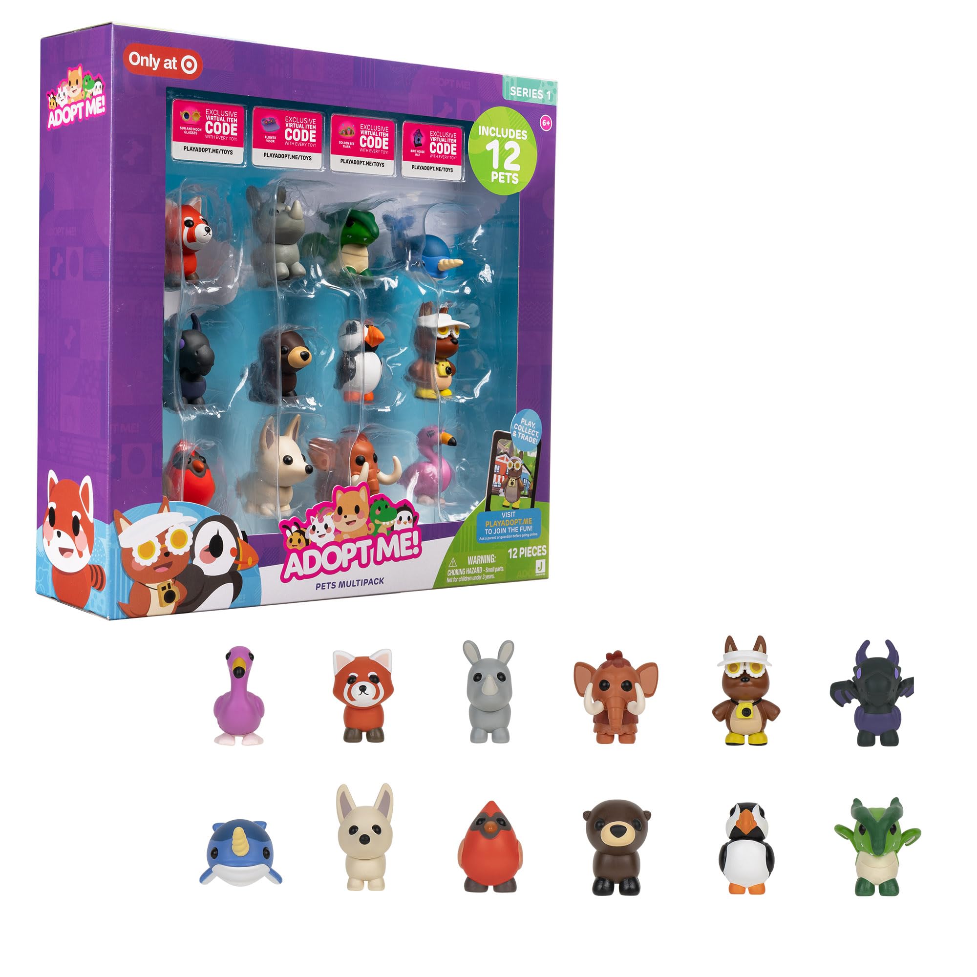 Adopt Me! 12 Pack Mystery Pets - Series 1 Figures | Includes 4 Virtual Item Codes | Ages 3+ 1