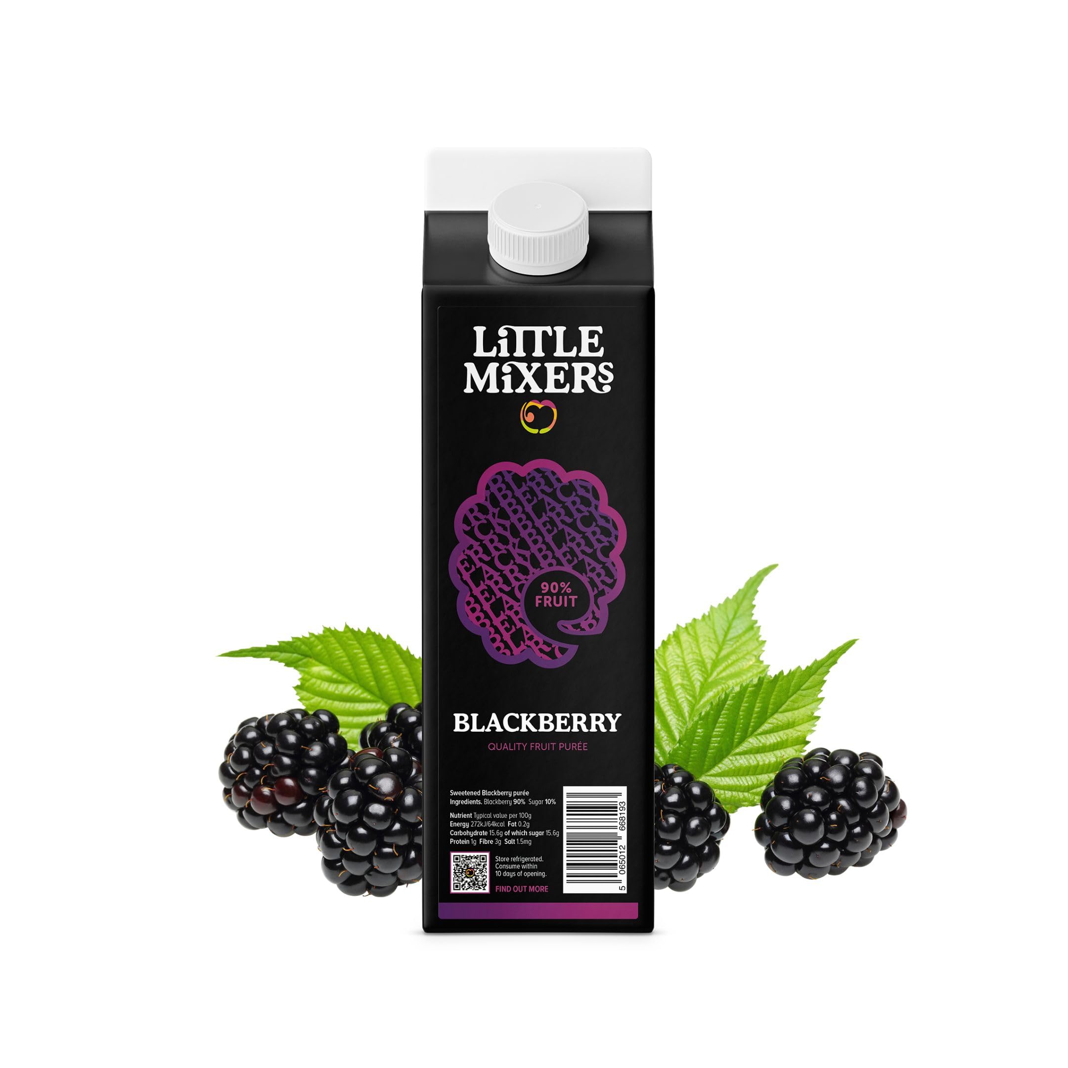 LITTLE MIXERS Quality Blackberry Puree for Cocktails & Smoothies | 1L Carton | 90% Fruit Content