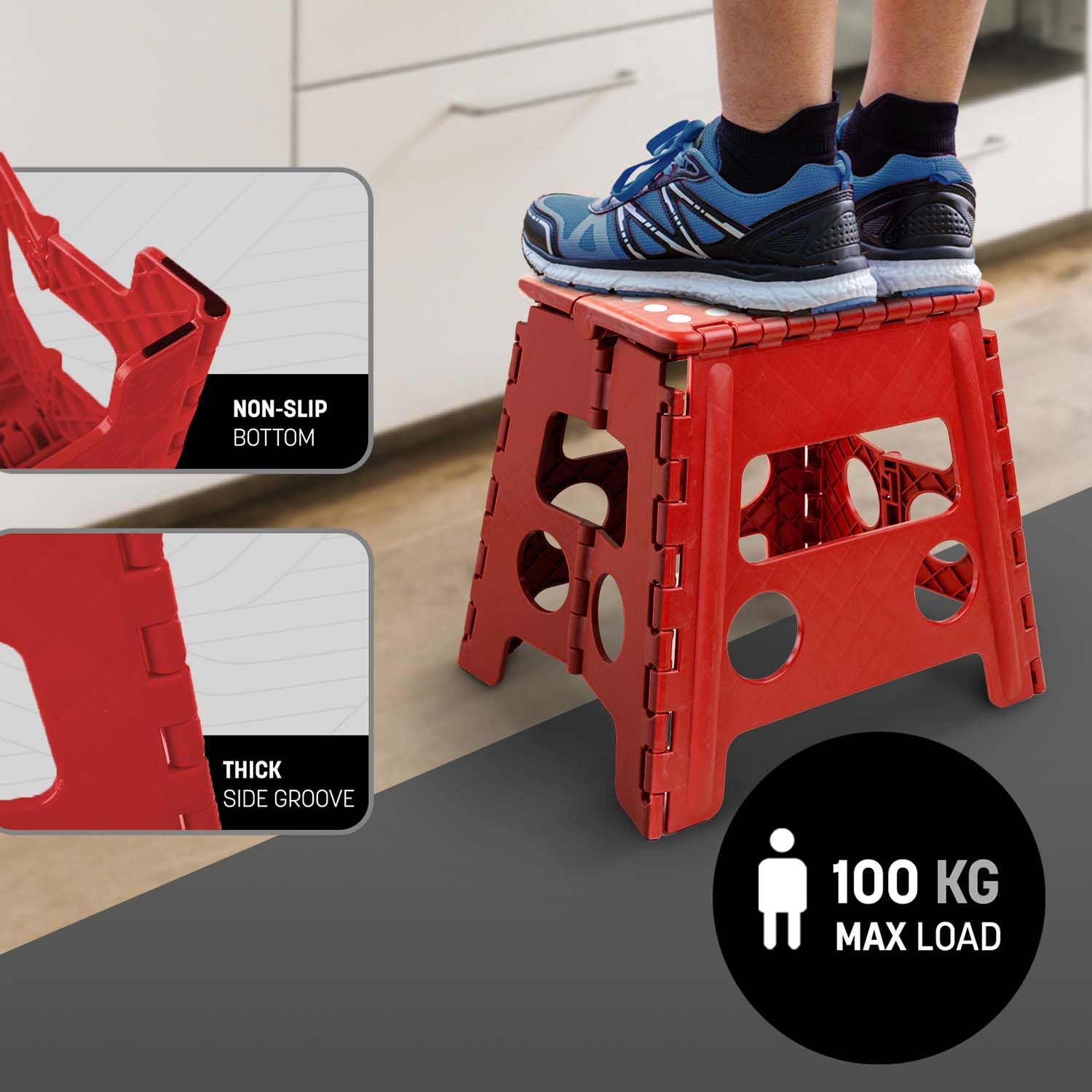 KEPLIN 13 Inch Heavy Duty Folding Step Stool | Non-Slip Foldable Footstool 4