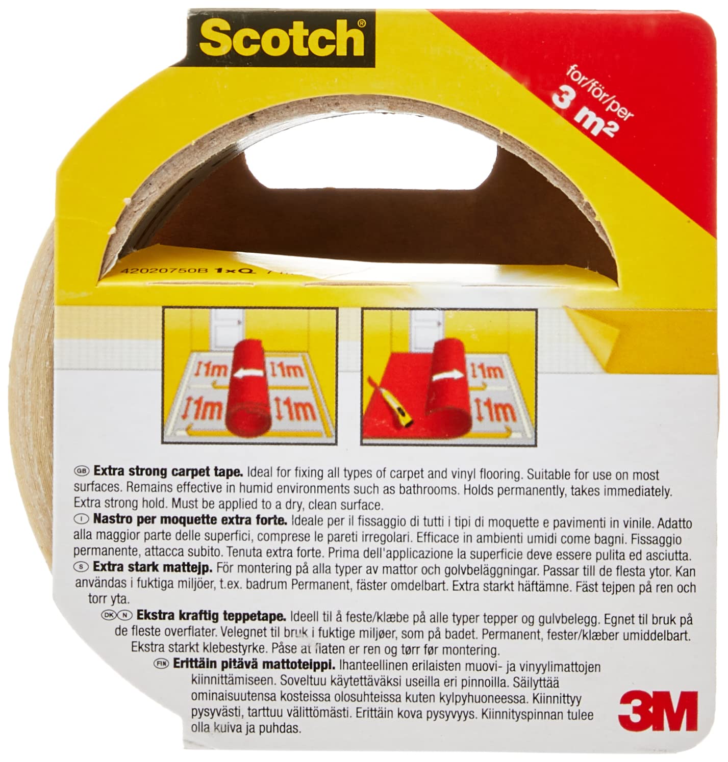 ScotchBlue Extra Strong Carpet Tape - Double-Sided Adhesive | 50 mm x 7 m | White 2