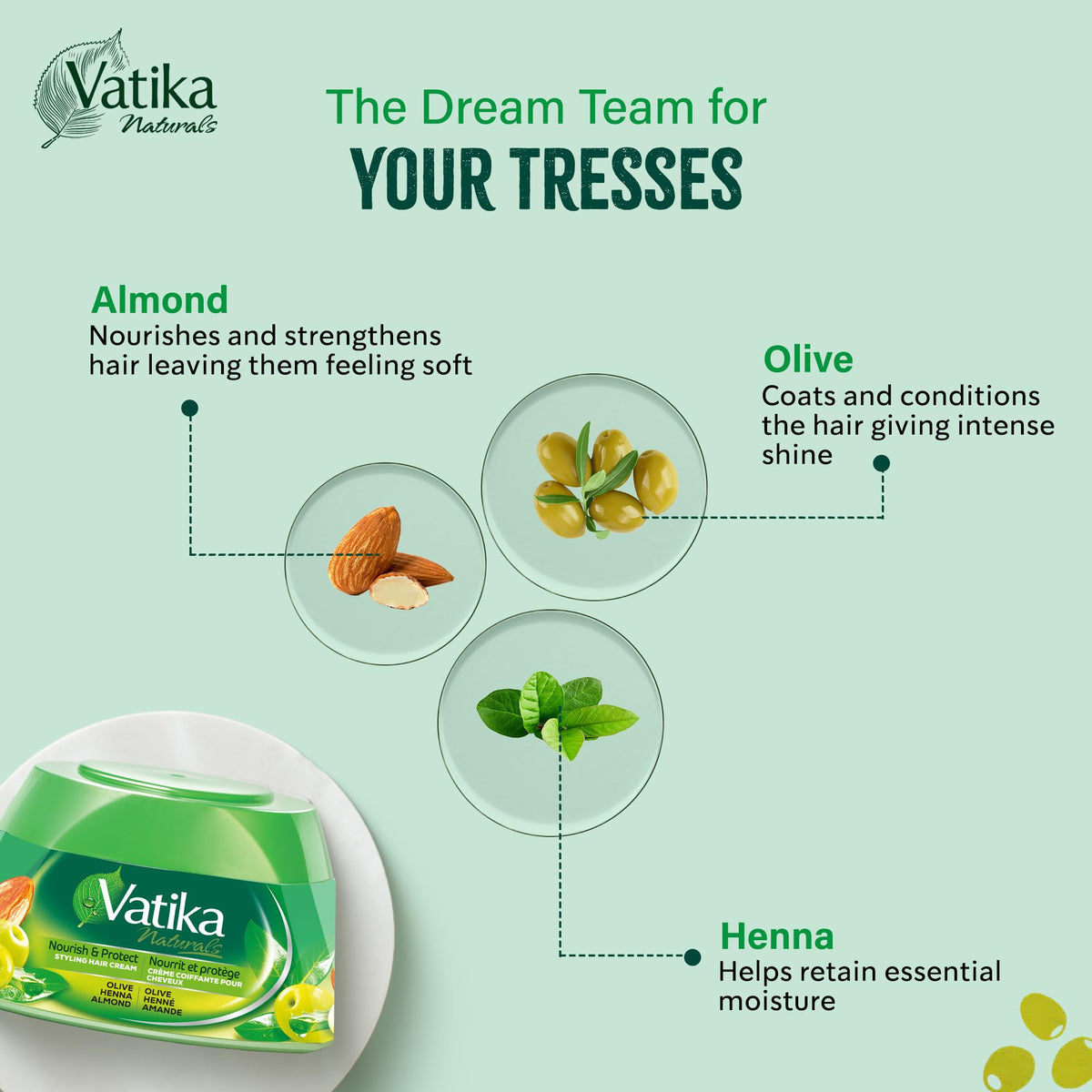 Vatika Naturals Olive Hair Cream - Nourish & Protect 210ml