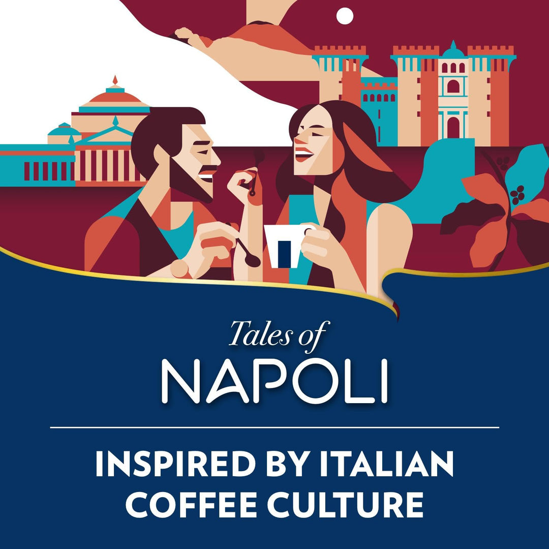Lavazza Tales of Napoli Coffee Ground - Intensity 9/10, Aromatic Notes of Caramel and Toasted Cereals, 200 g